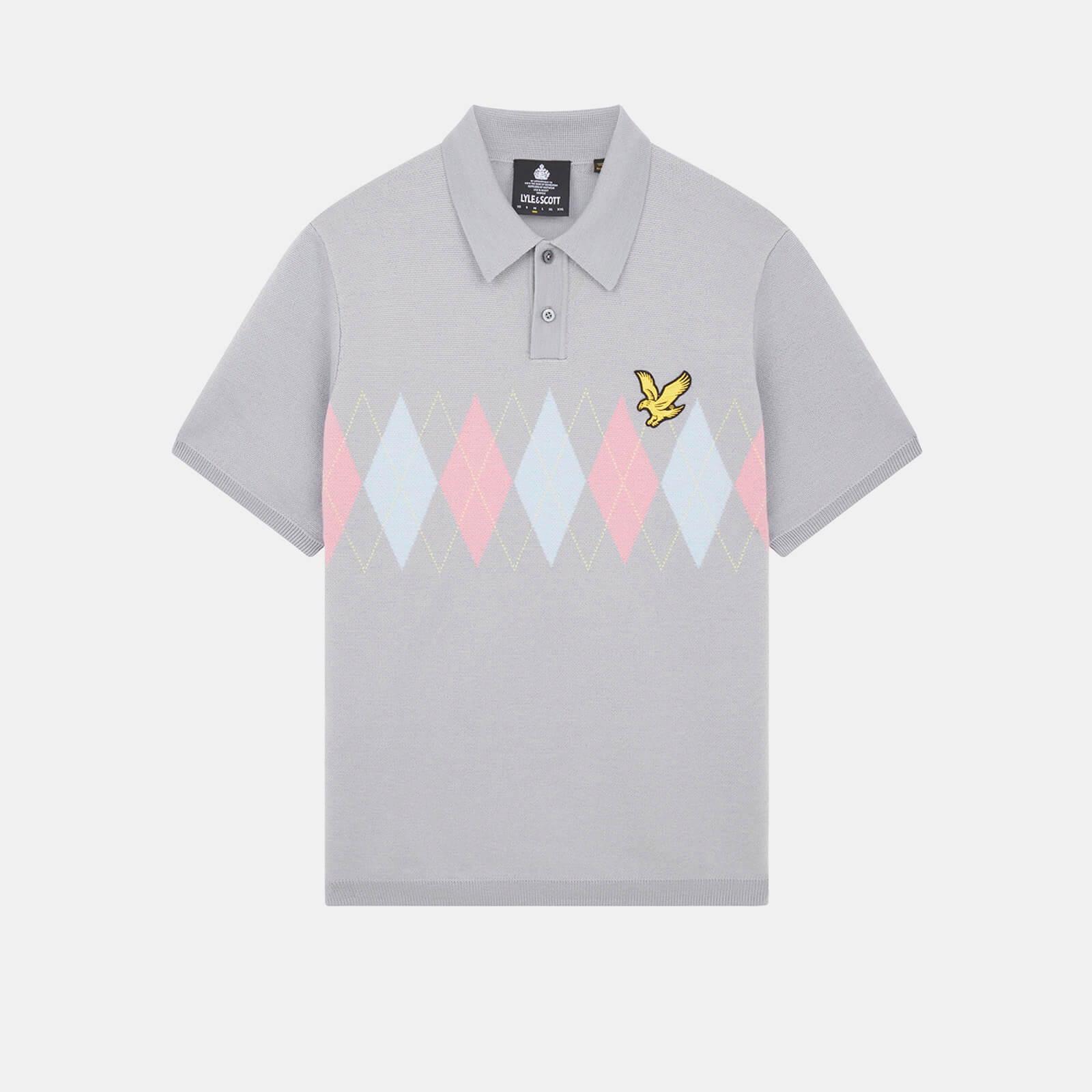 

Lyle & Scott x Stuarts - Knitted Polo - Porto Grey/Azalea Pink/Sky - XL