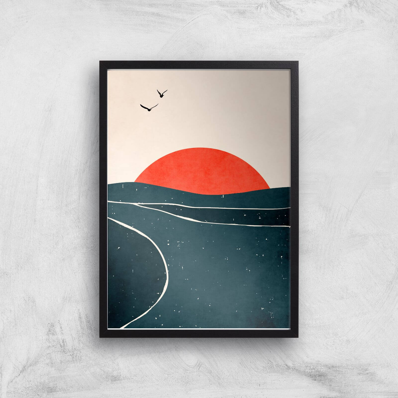 Borris Photography Doves And Waves Giclee Art Print - A3 - Black Frame