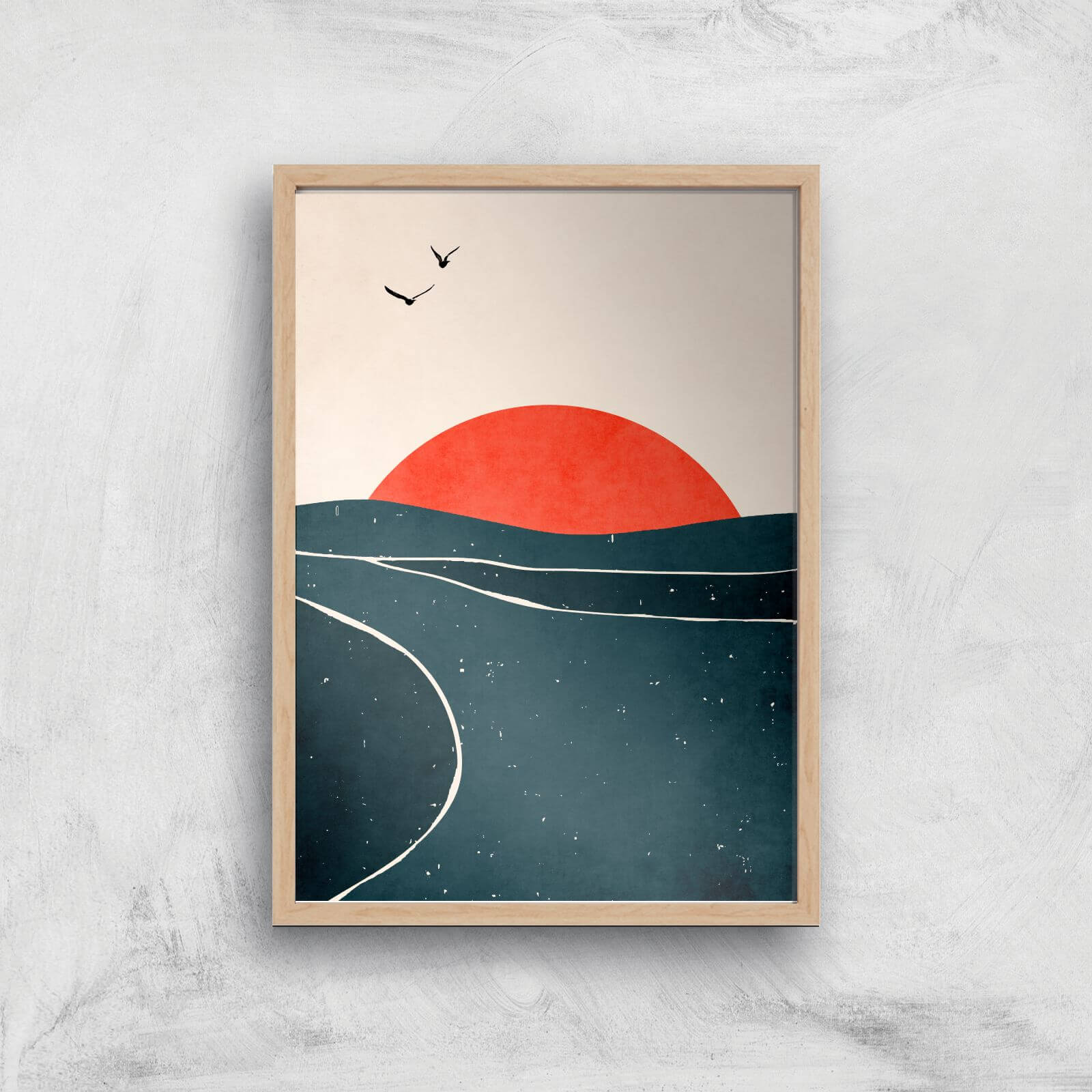 Borris Photography Doves And Waves Giclee Art Print - A2 - Wooden Frame