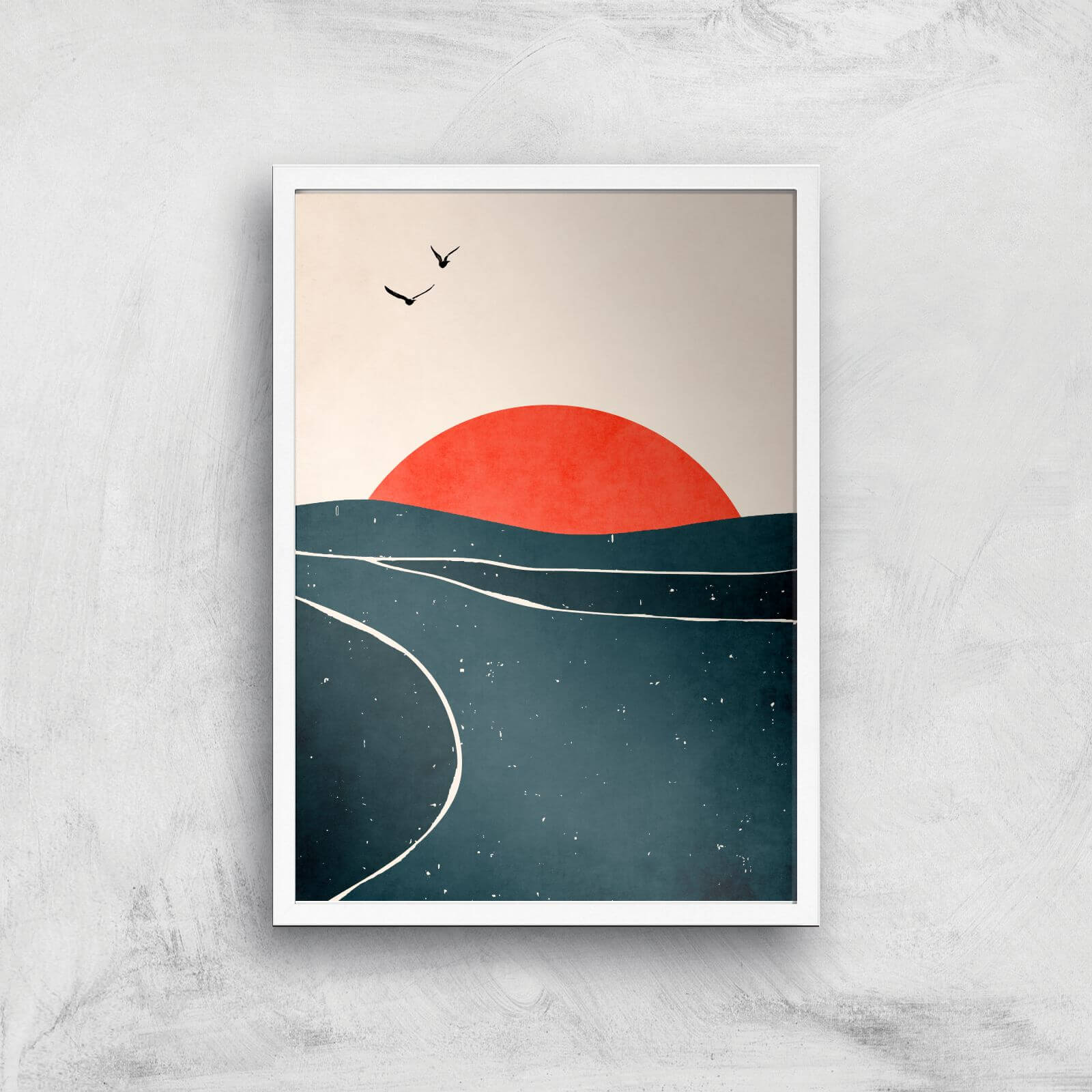 Borris Photography Doves And Waves Giclee Art Print - A2 - White Frame