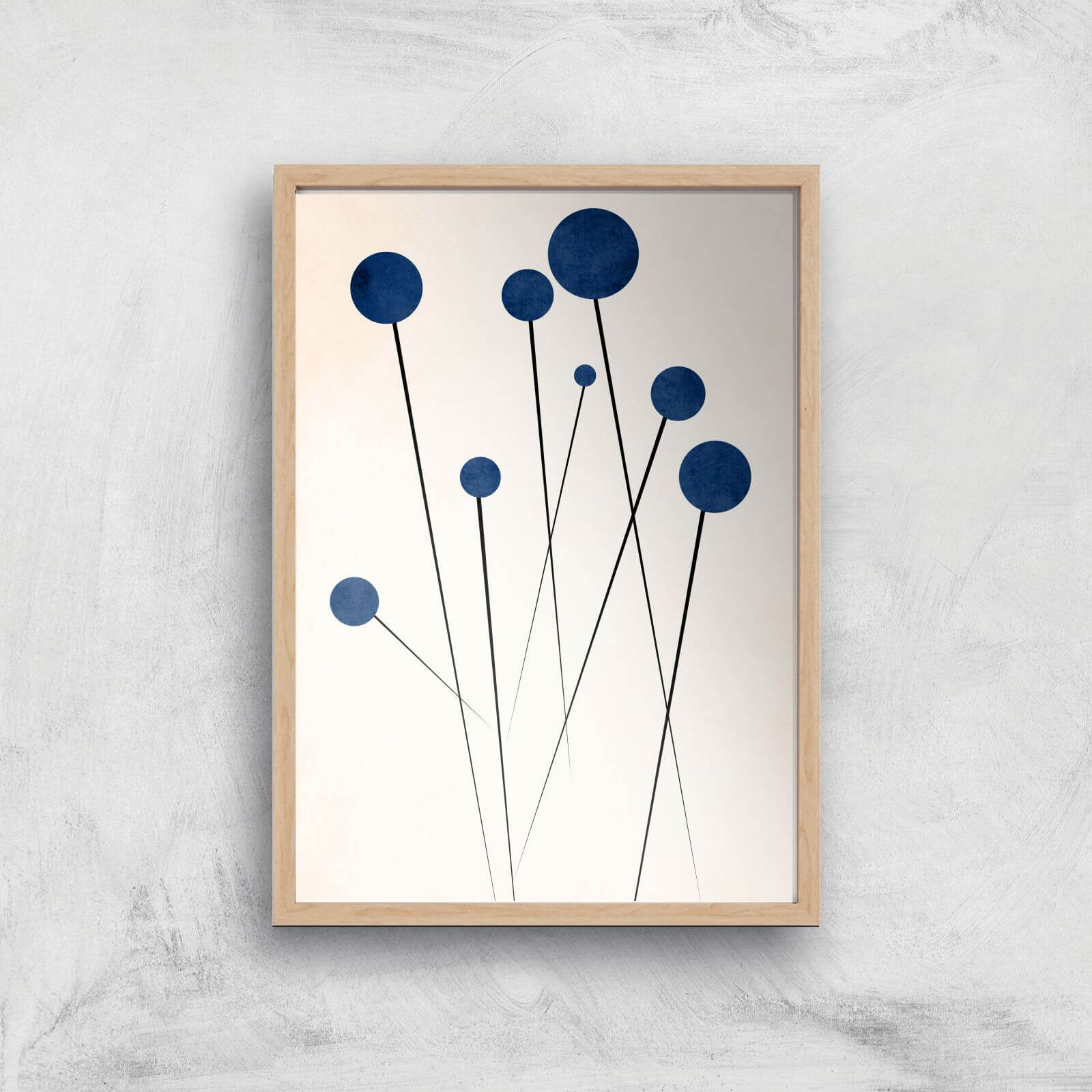 Borris Photography Blue Flowers In The Wilderness Giclee Art Print - A4 - Wooden Frame