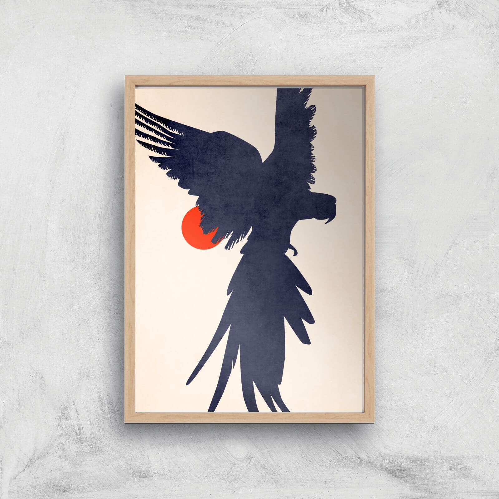 Borris Photography Parrot Giclee Art Print - A4 - Wooden Frame