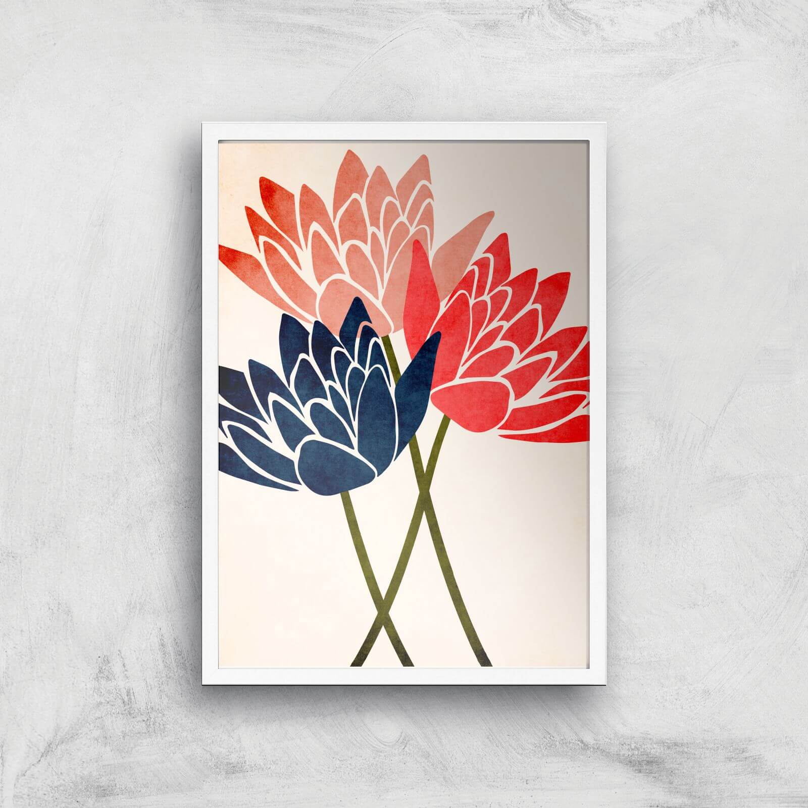 Borris Photography Three Blossoms Giclee Art Print - A3 - White Frame