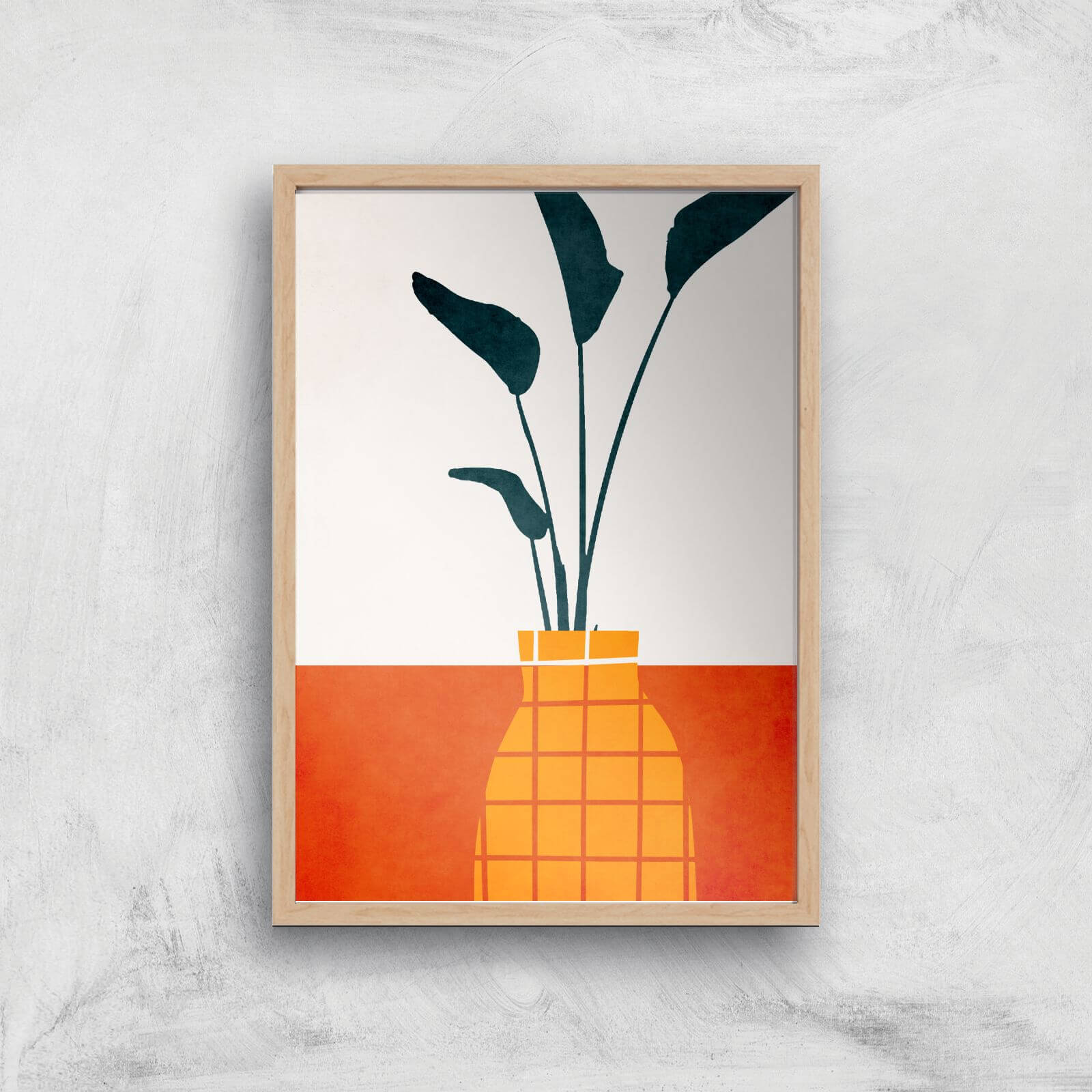 Borris Photography Kitchen Table With Plant Giclee Art Print - A3 - Wooden Frame