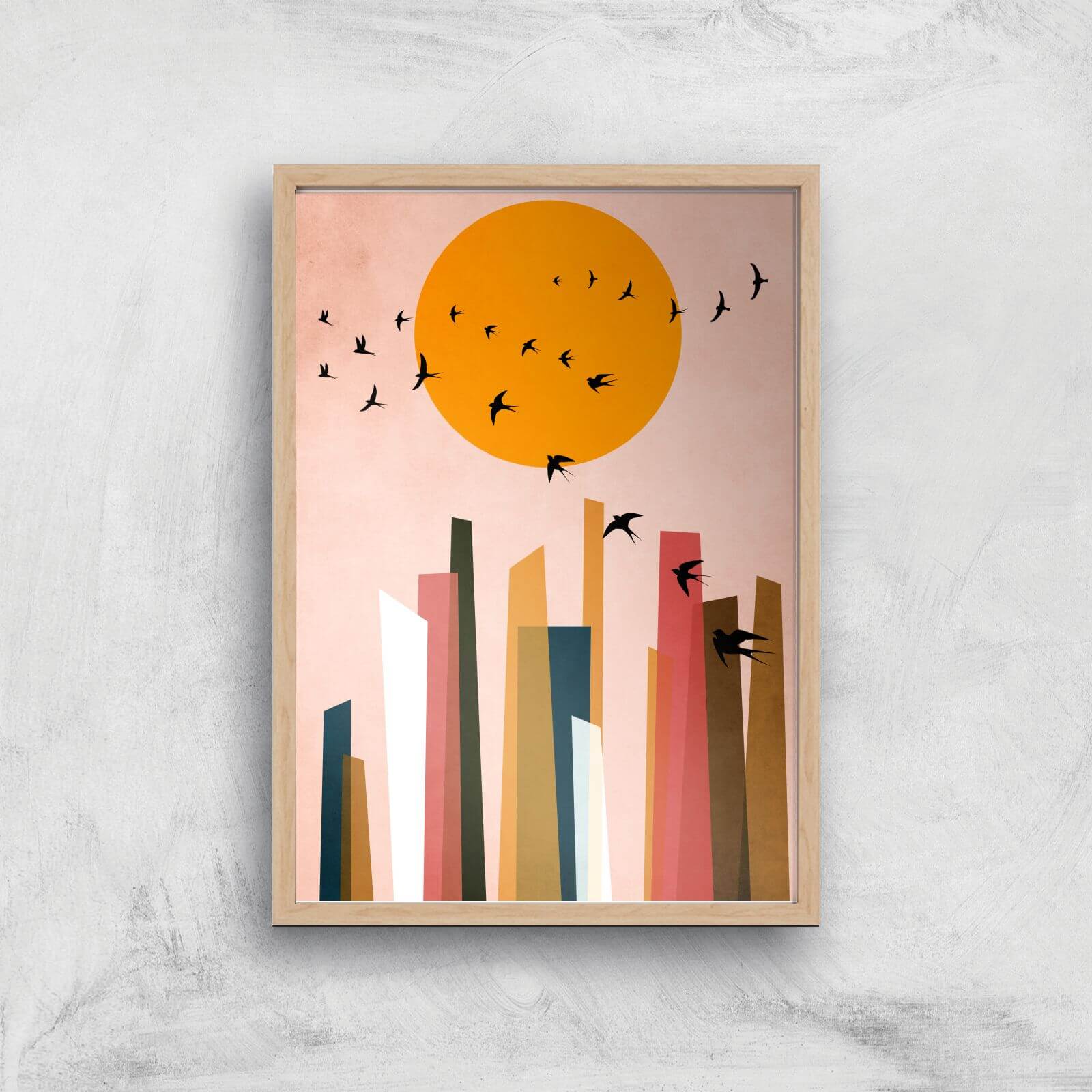 Borris Photography Dancing Birds Giclee Art Print - A3 - Wooden Frame