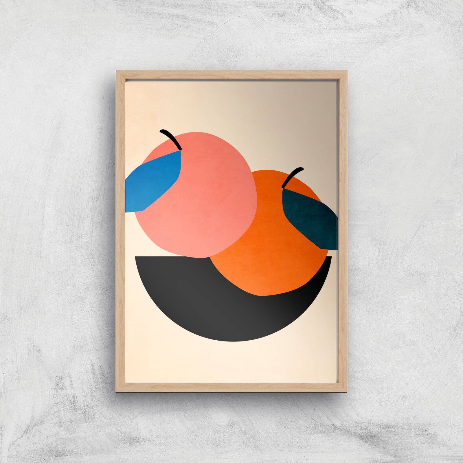 Borris Photography Two Apples Giclee Art Print - A4 - Wooden Frame