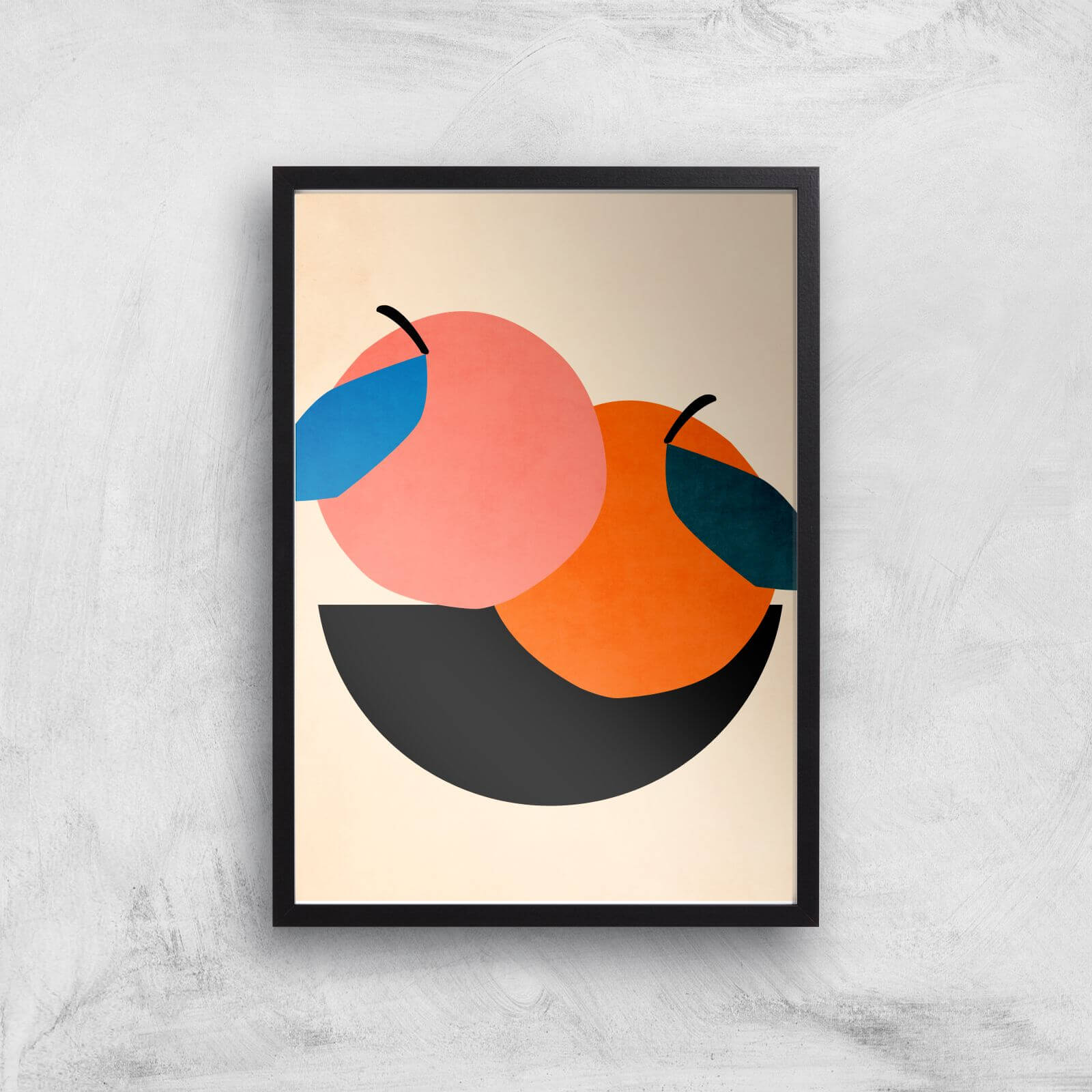 Borris Photography Two Apples Giclee Art Print - A4 - Black Frame