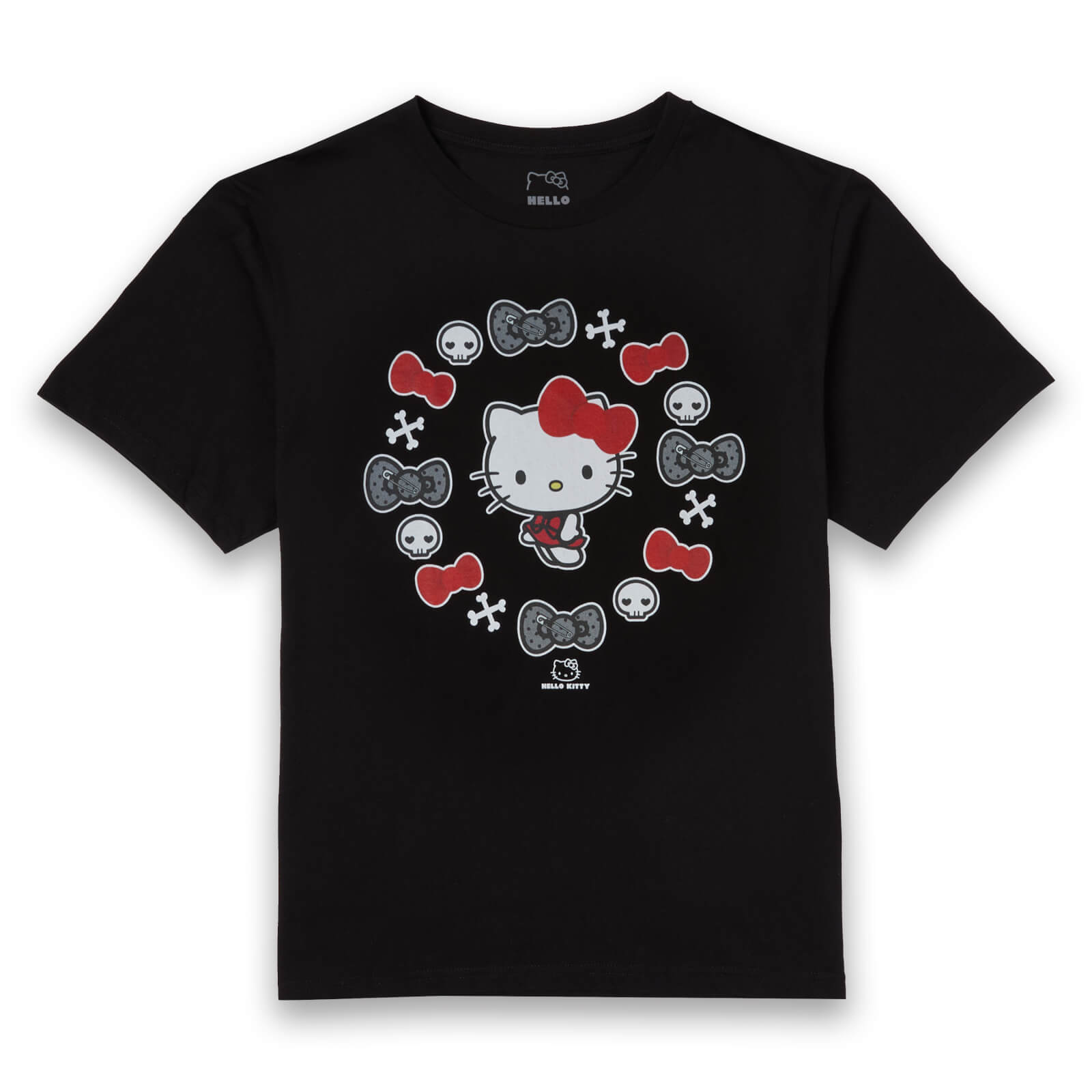 Hello Kitty Round Bow Men's T-Shirt - Black - L - Black