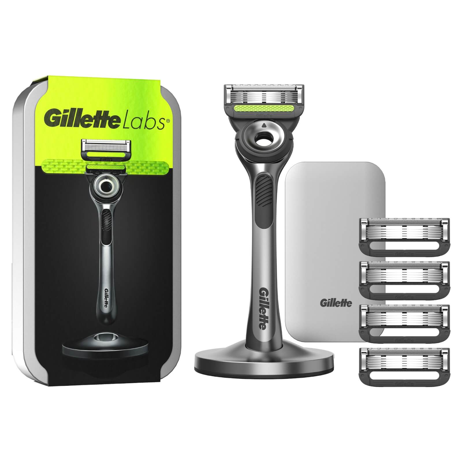 Gillette Labs Razor  Travel Case and 4 Blade Refills - Silver
