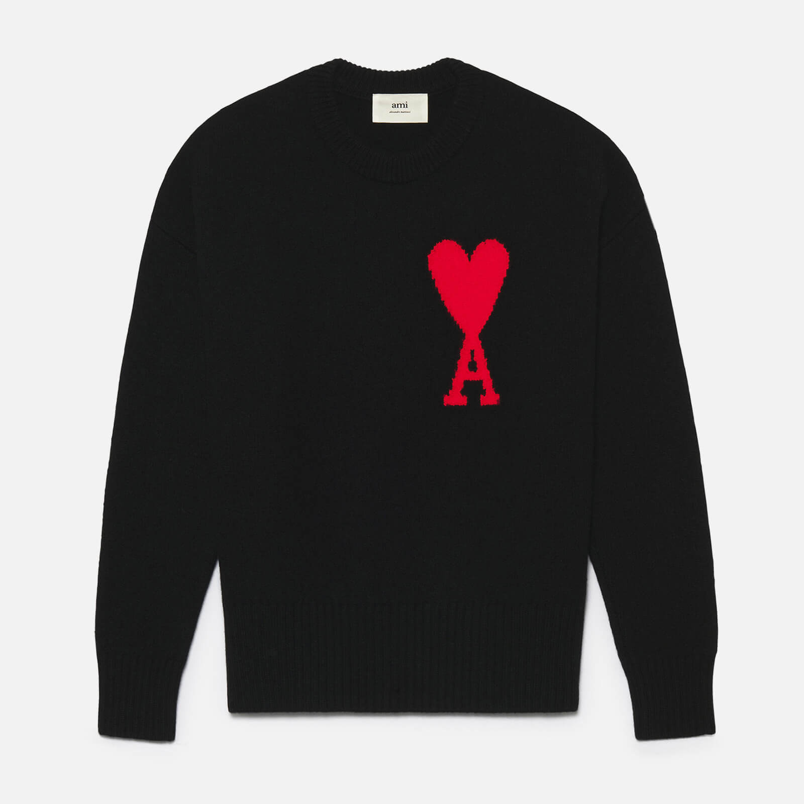 AMI De Coeur Wool Jumper - Black/Red - XS