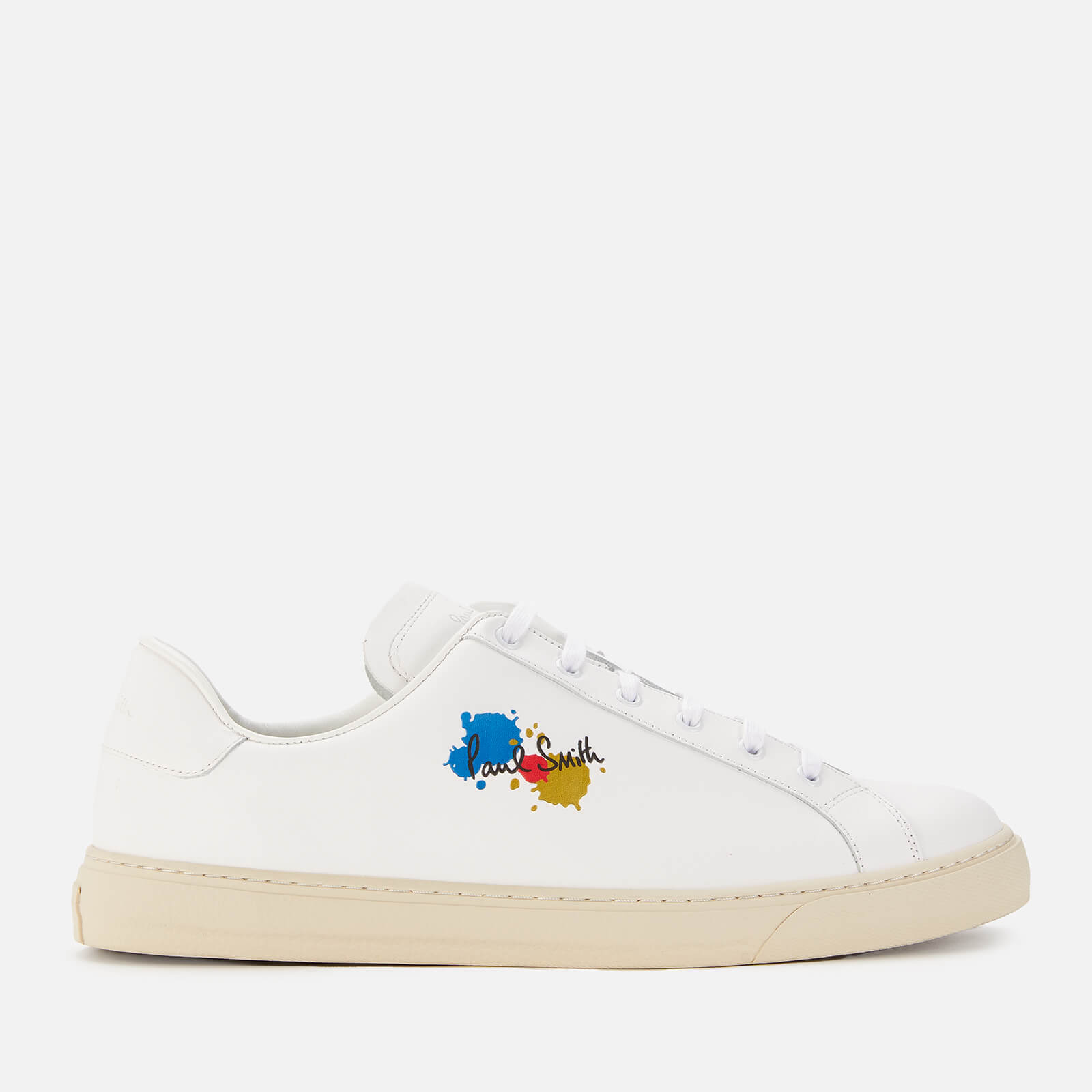 Paul Smith Men's Hansen Leather Cupsole Trainers - White Splatter - UK 7