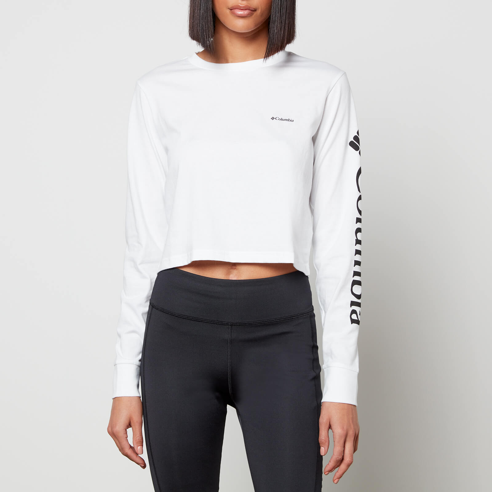 Columbia Women's North Cascades Long Sleeve Cropped T-Shirt - White, Black - XS