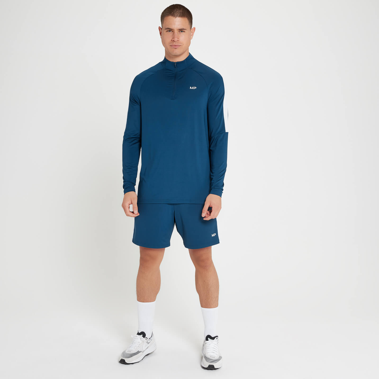 MP Men's Tempo Oberteil mit ¼-Reißverschluss – Tiefblau - XS