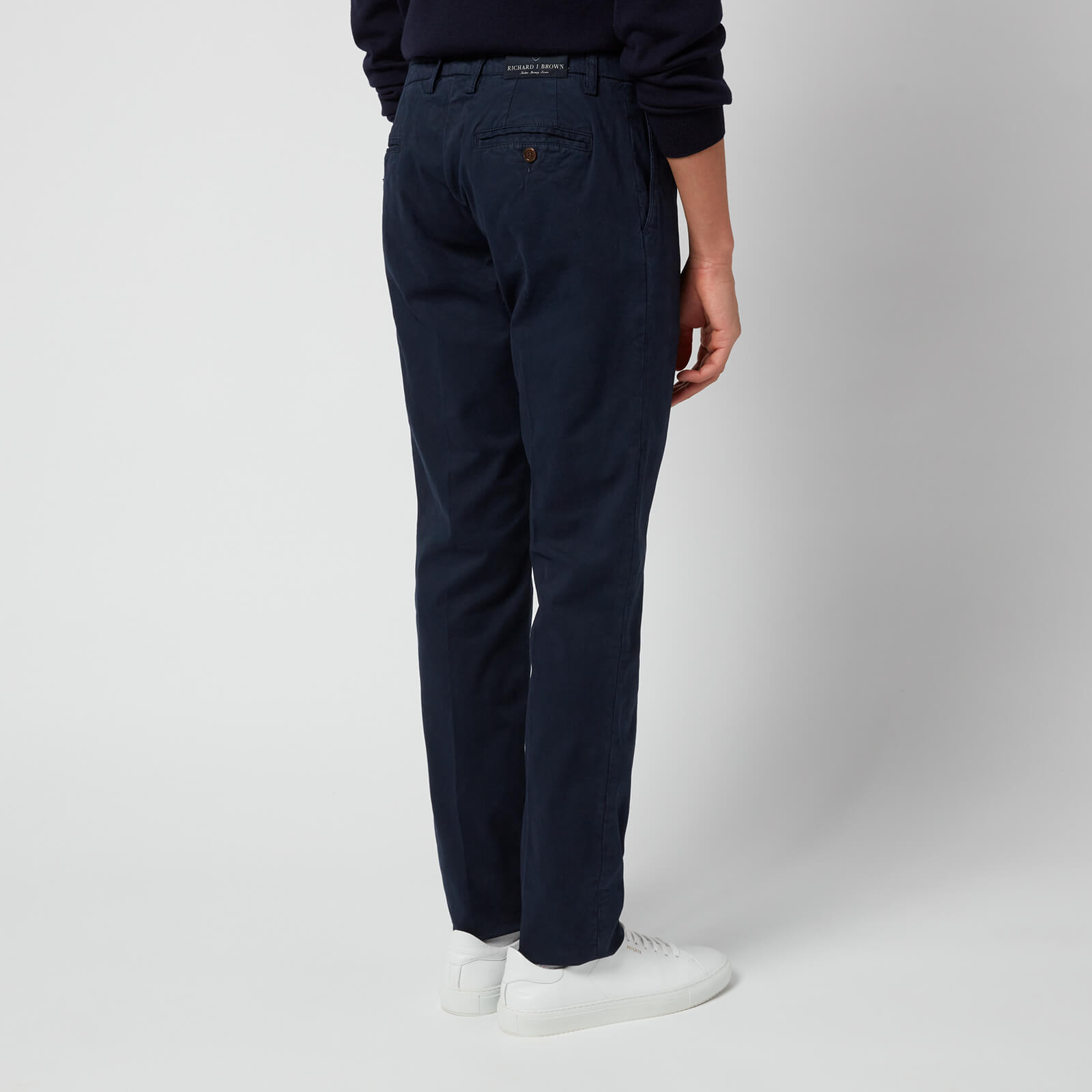 Richard J Brown Men's Singapore Gabardine Chinos - Navy Blue - W31