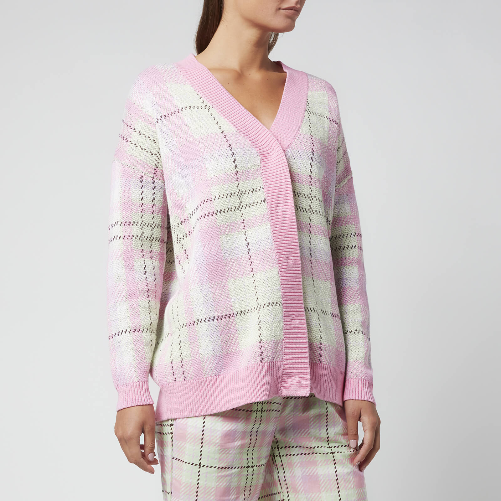 Olivia Rubin Women's Flora Cardigan - Pink Green Check - - XS