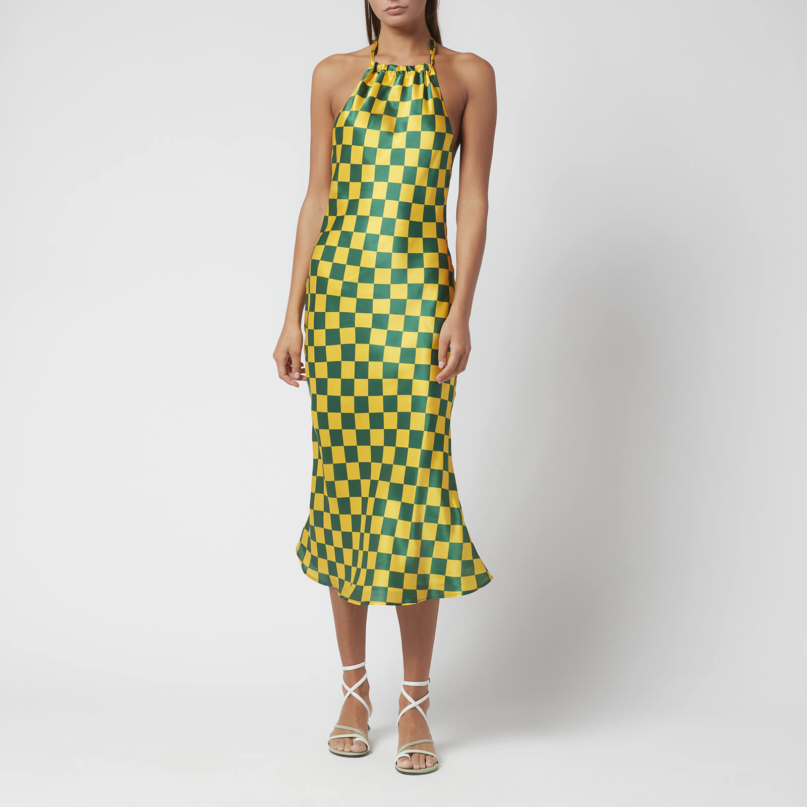 Olivia Rubin Women's Emmy Dress - Greenyellow Squares - UK 6