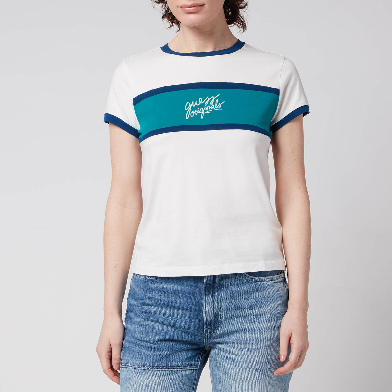 Guess Originals Women's Go Winter Ringer Baby T-Shirt - Dove White - XS