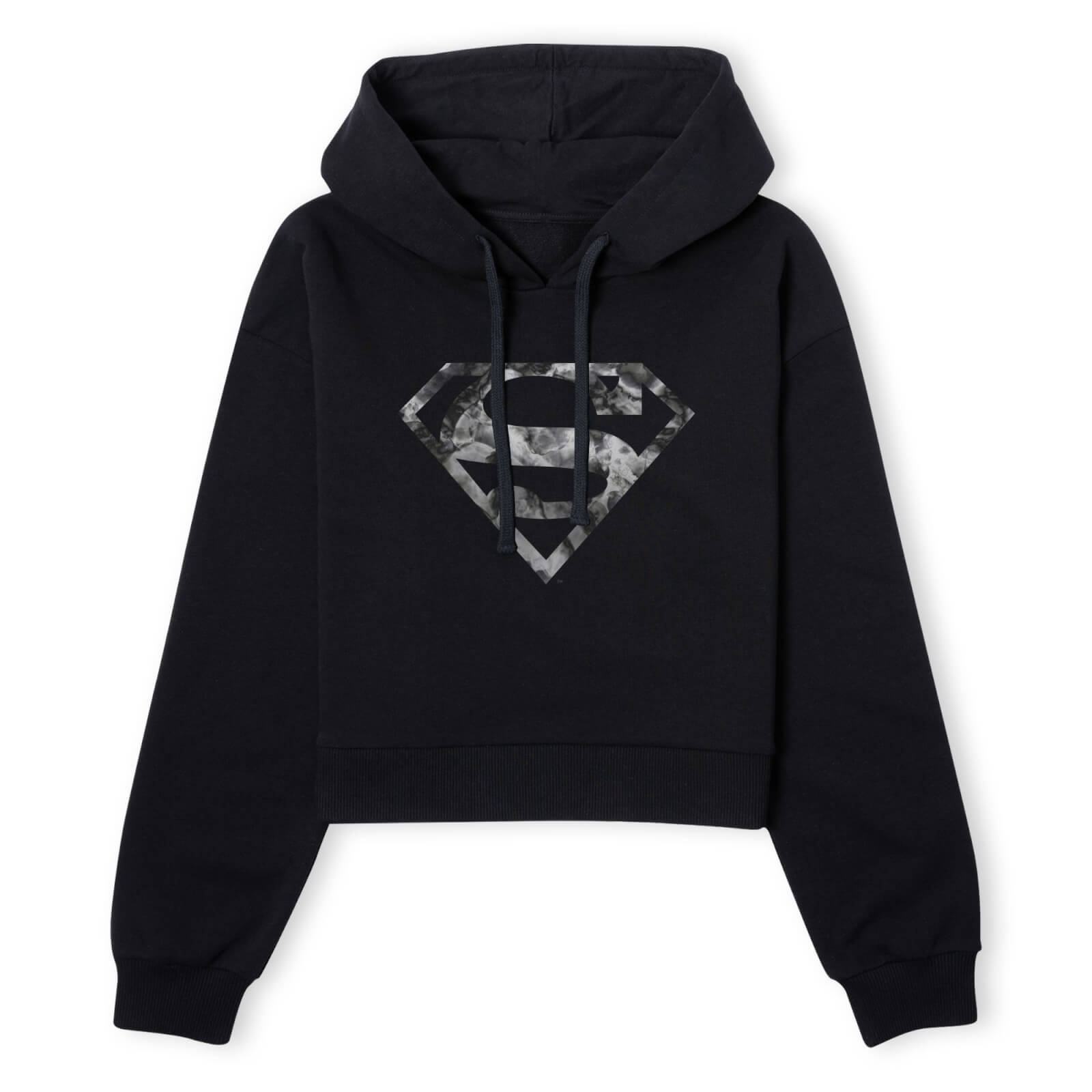 DC Originals Marble Superman Logo Women's Cropped Hoodie - Black - XS - Black