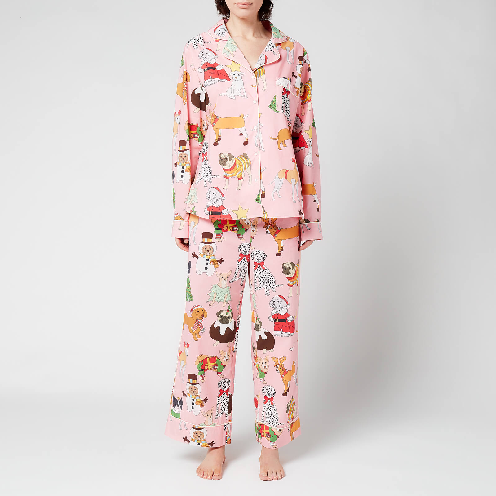Karen Mabon Women's Christmas Dogs Cotton Long PJ Set - Pink - XS