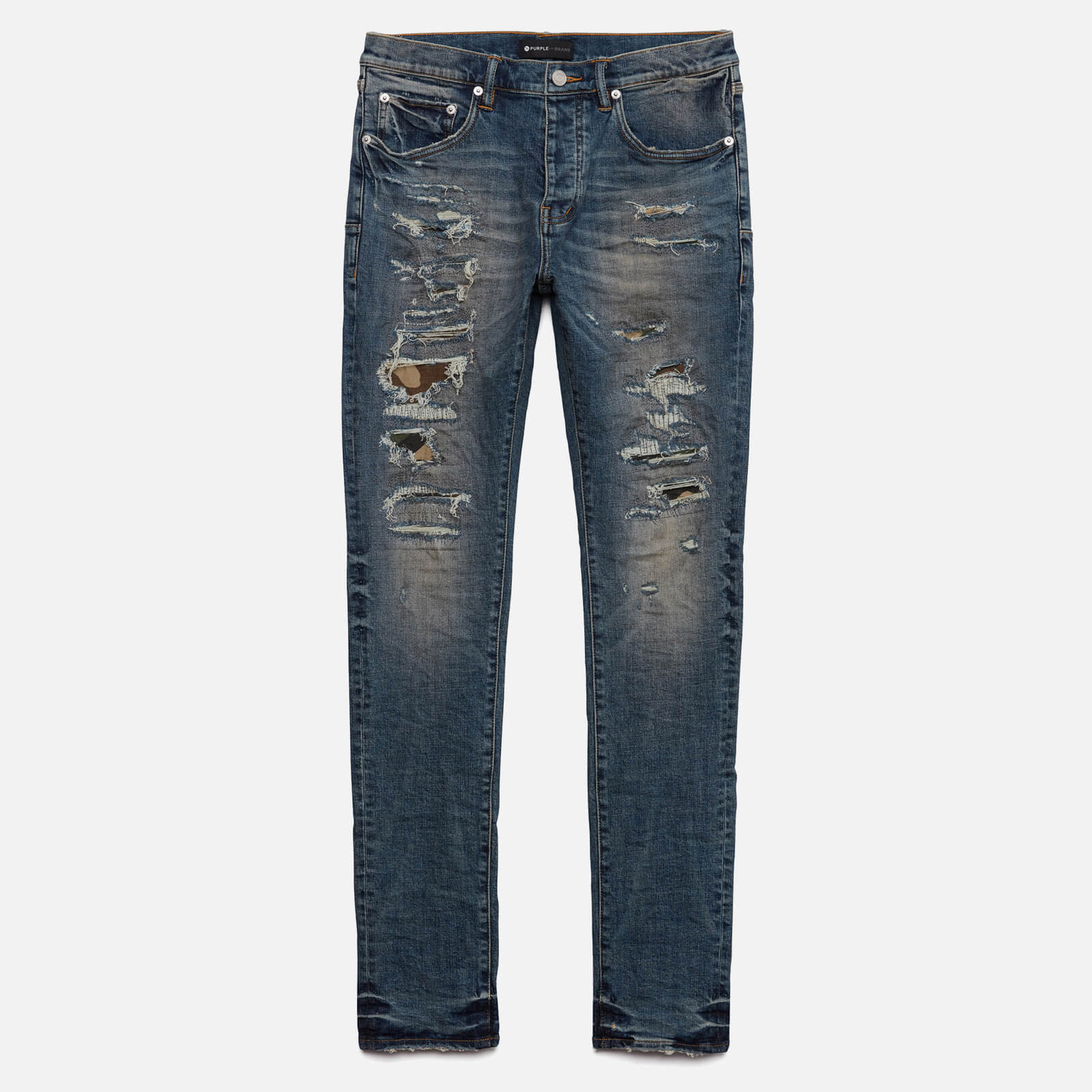 Purple Brand Men's Repair Denim Jeans - Mid Indigo Camo - W31