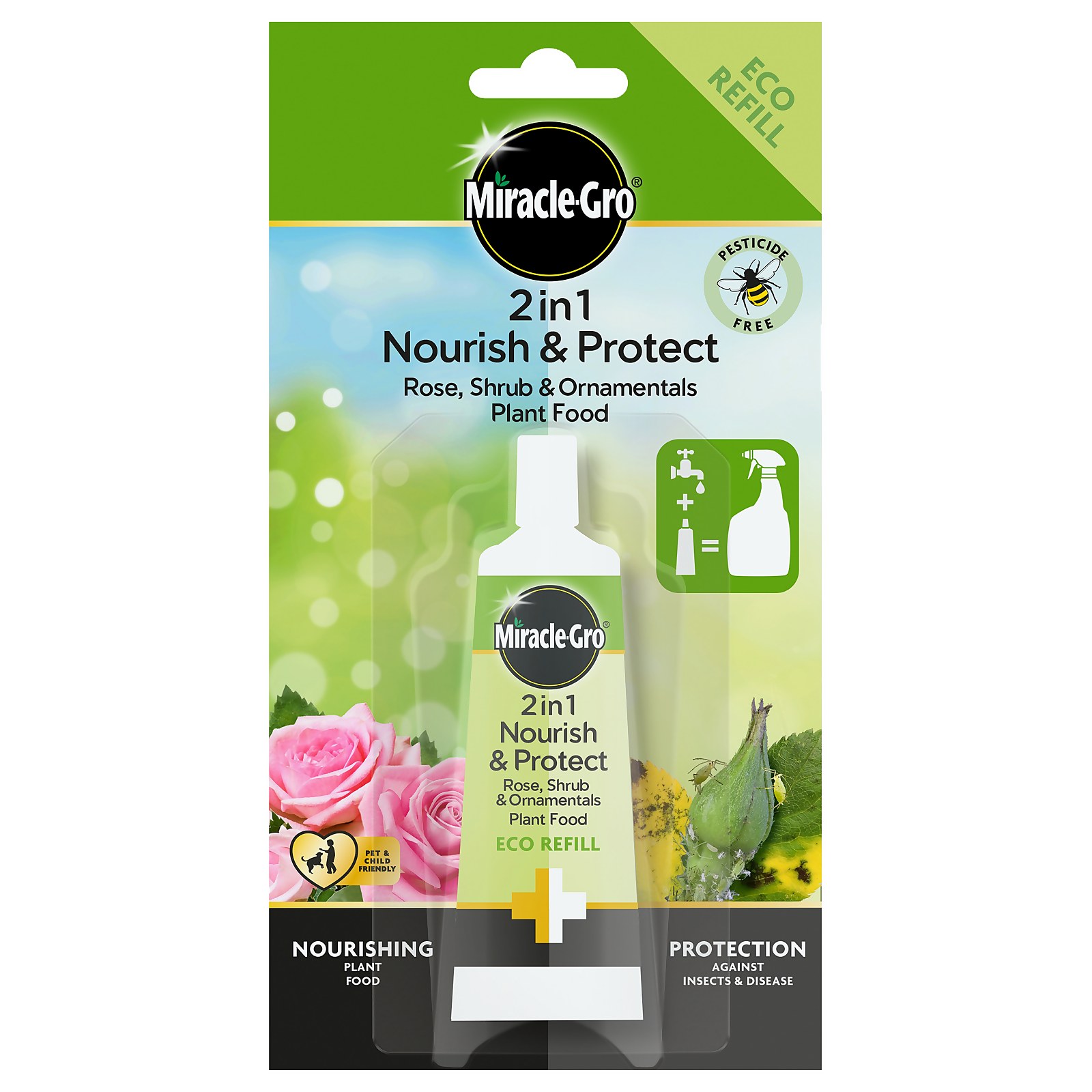 Miracle-Gro® 2 in 1 Nourish & Protect Rose, Shrub & Ornamental Plant Food Eco-Refill - 24ml