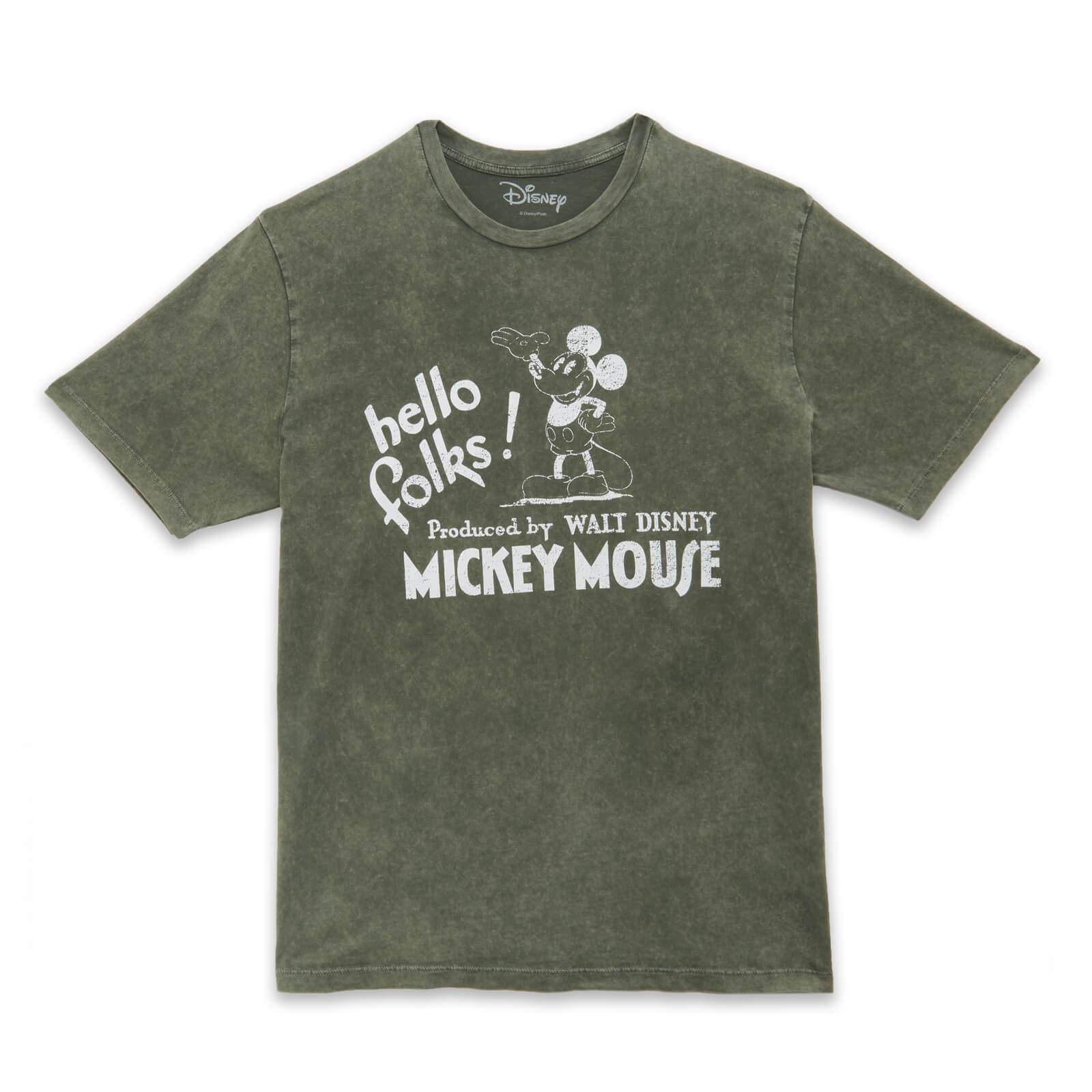 

Disney Hello Folks Unisex T-Shirt - Khaki Acid Wash - S - Khaki Acid Wash