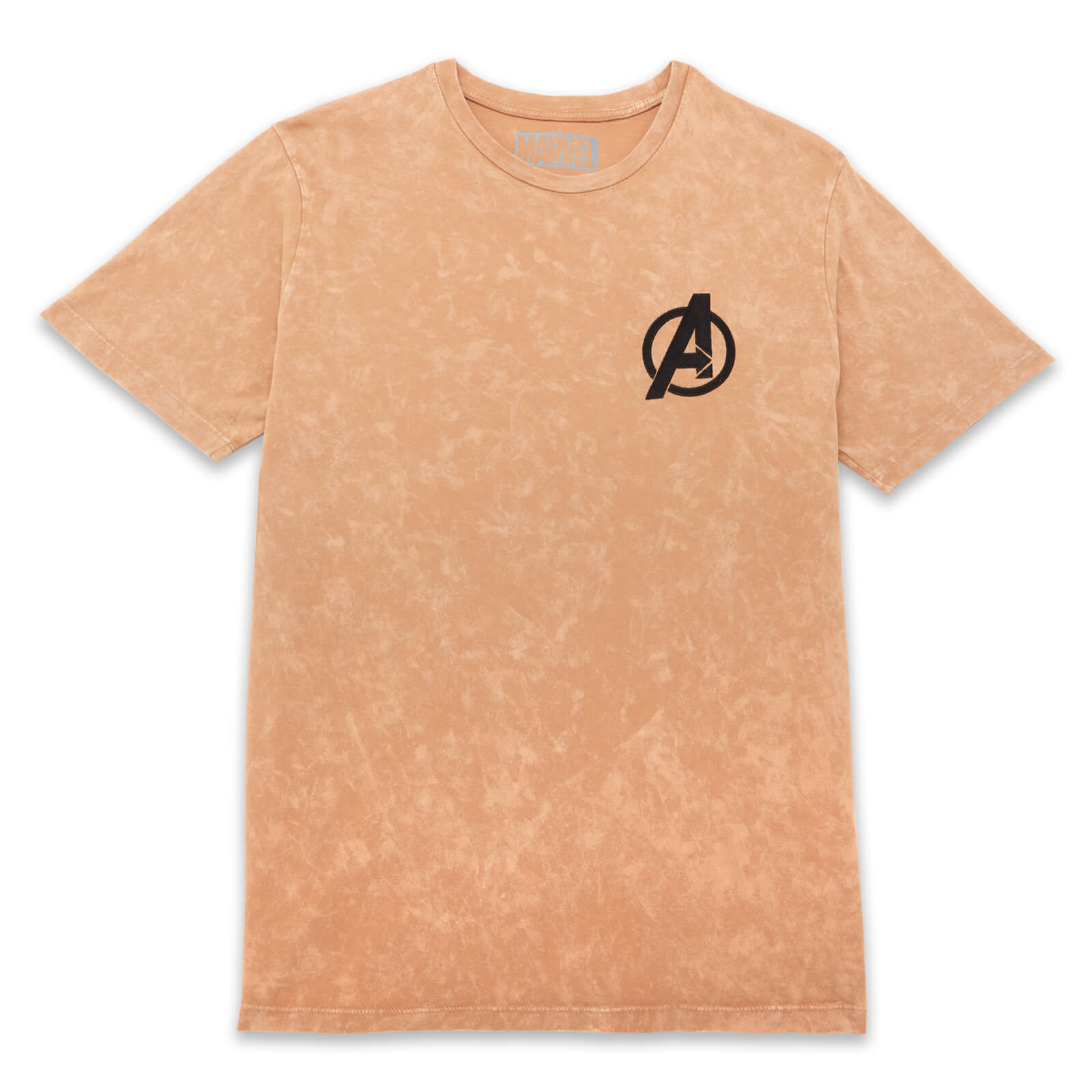 Avengers Logo Unisex T-Shirt - Tan Acid Wash - L - Tan Acid Wash
