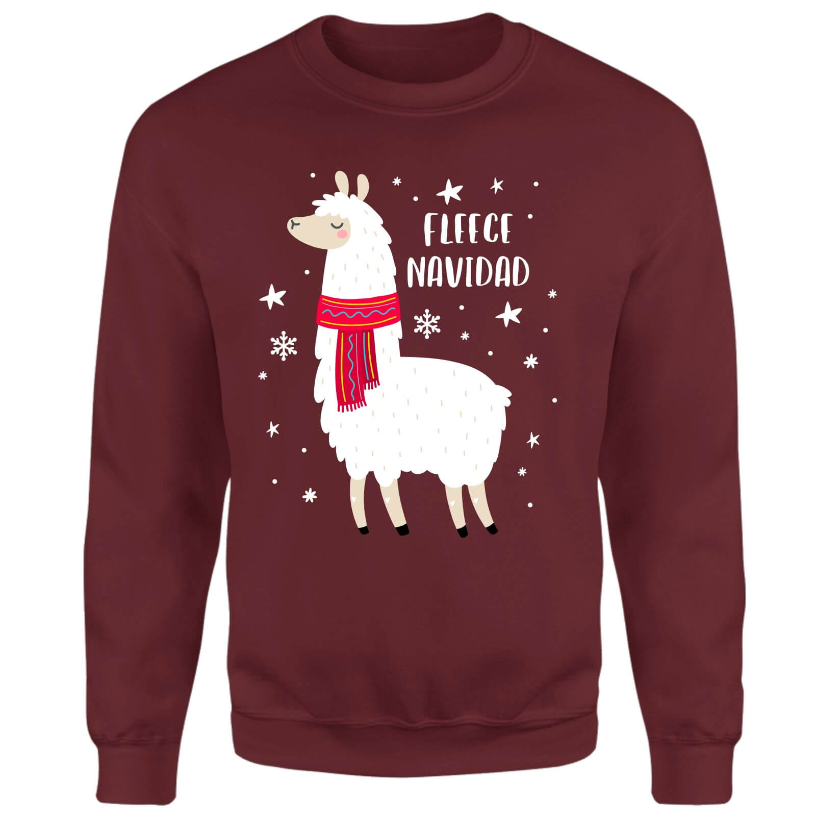 Llama Fleece Navidad Unisex Sweatshirt - Burgundy - S - Burgundy
