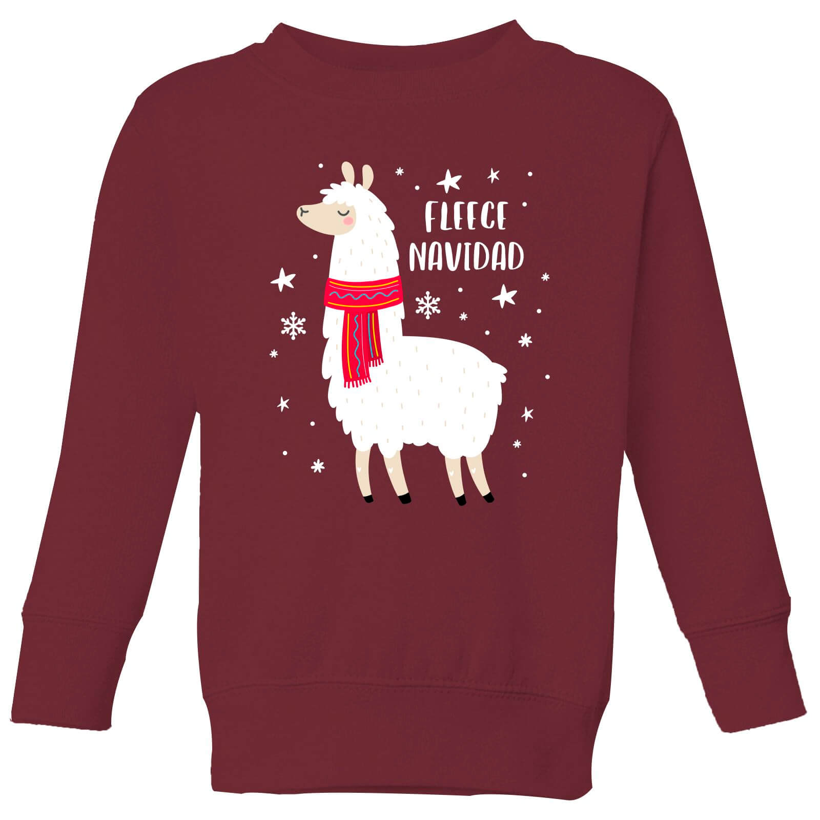 Llama Fleece Navidad Kids' Sweatshirt - Burgundy - 3-4 Years - Burgundy