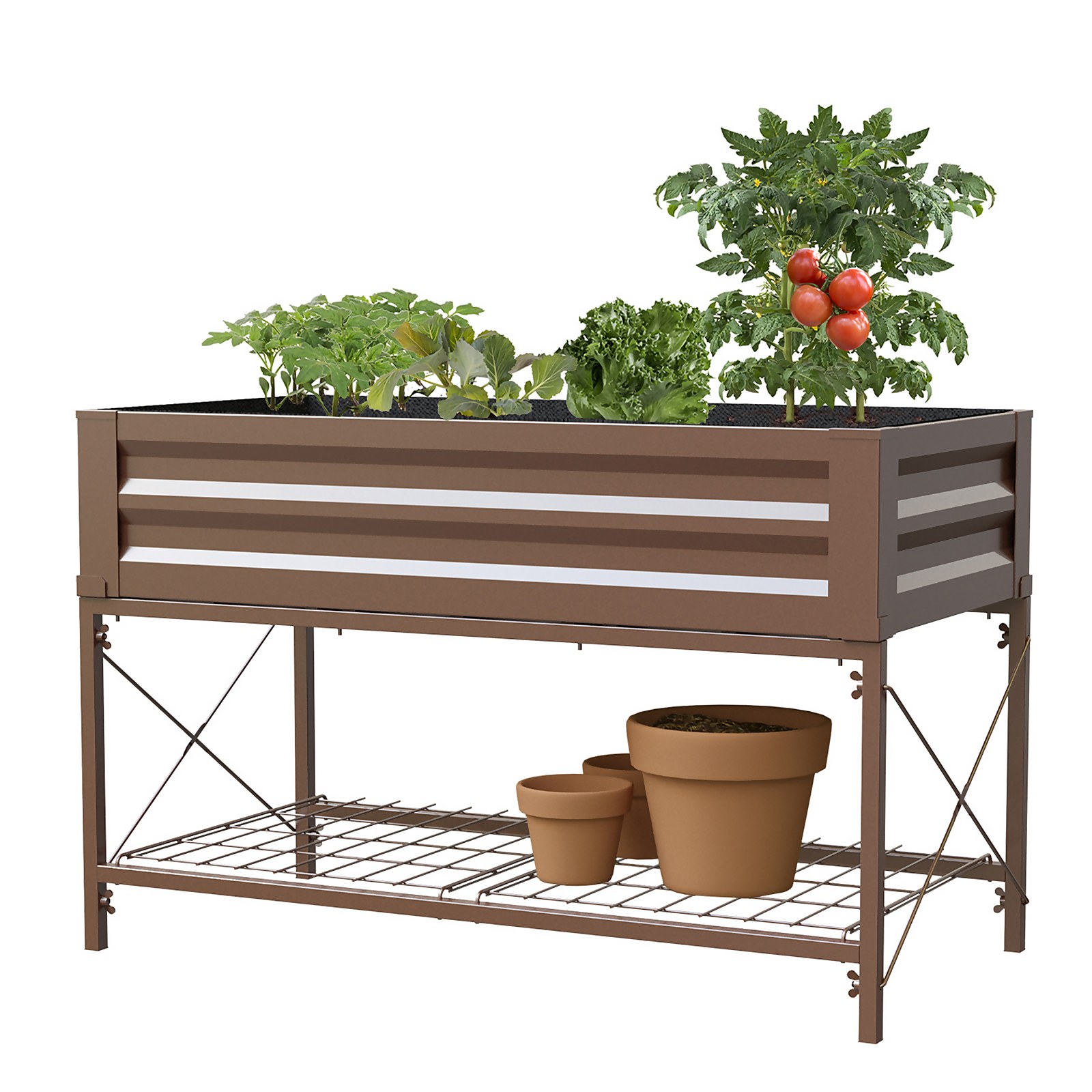 Photo of Panacea Steel Rasied Garden Planter With Stand - Brown