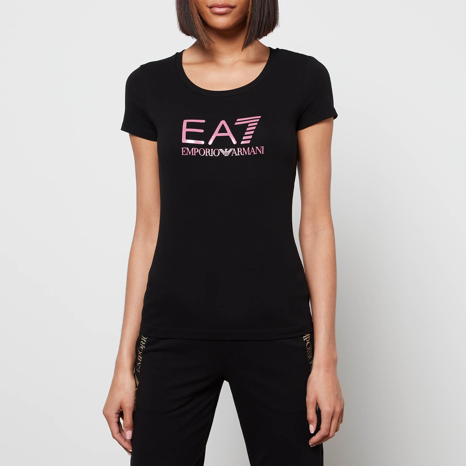 Emporio Armani EA7 Women's Train Shiny T-Shirt - Black/Heather Rose - XS