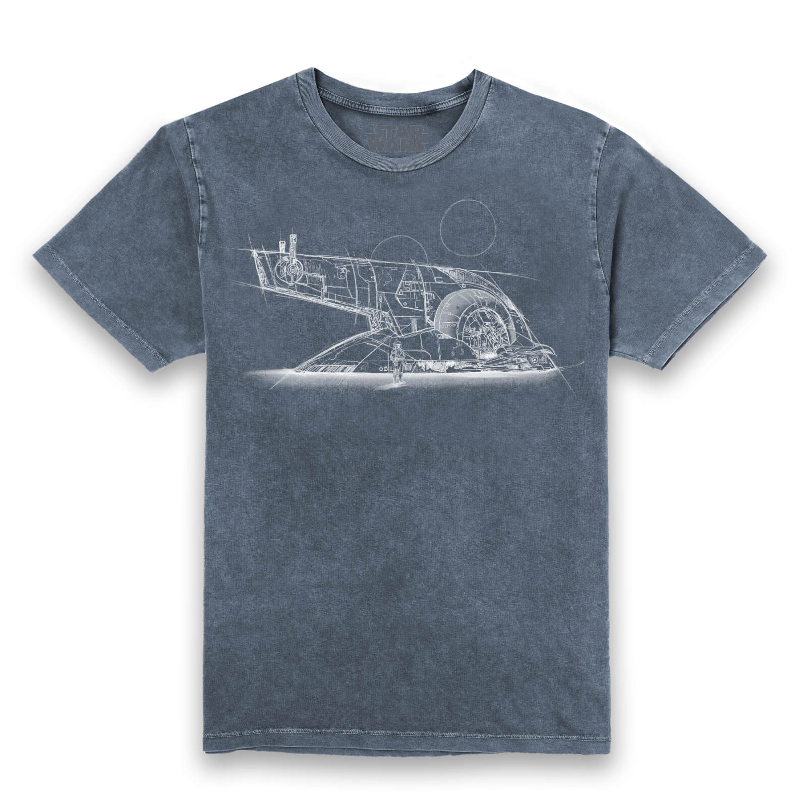 Image of Star Wars Sketched Unisex T-Shirt - Navy Acid Wash - XL - Navy Acid Wash