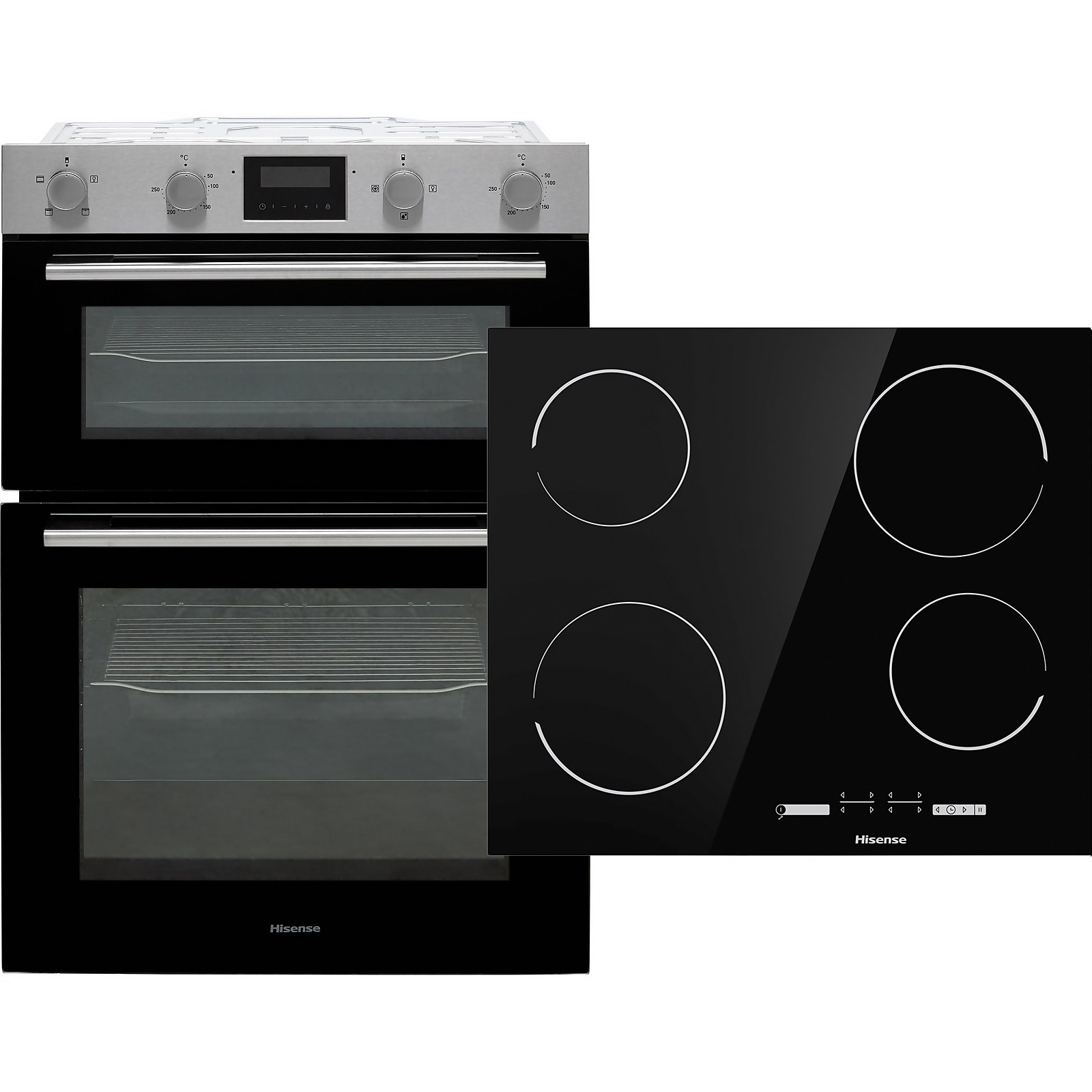 Photo of Hisense Bi6095cxuk Built In Electric Double Oven And Ceramic Hob Pack - Stainless Steel / Black