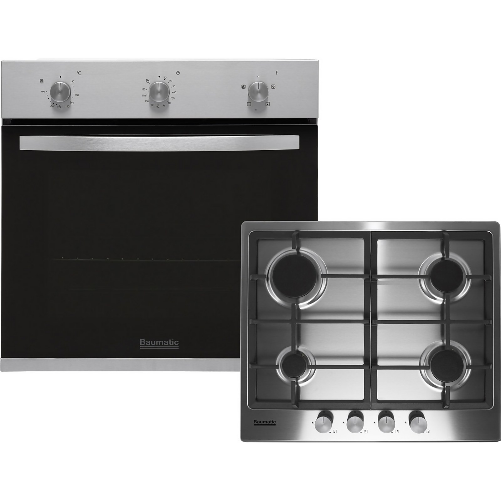Photo of Baumatic Bgpk600x Built In Electric Single Oven And Gas Hob Pack - Stainless Steel 