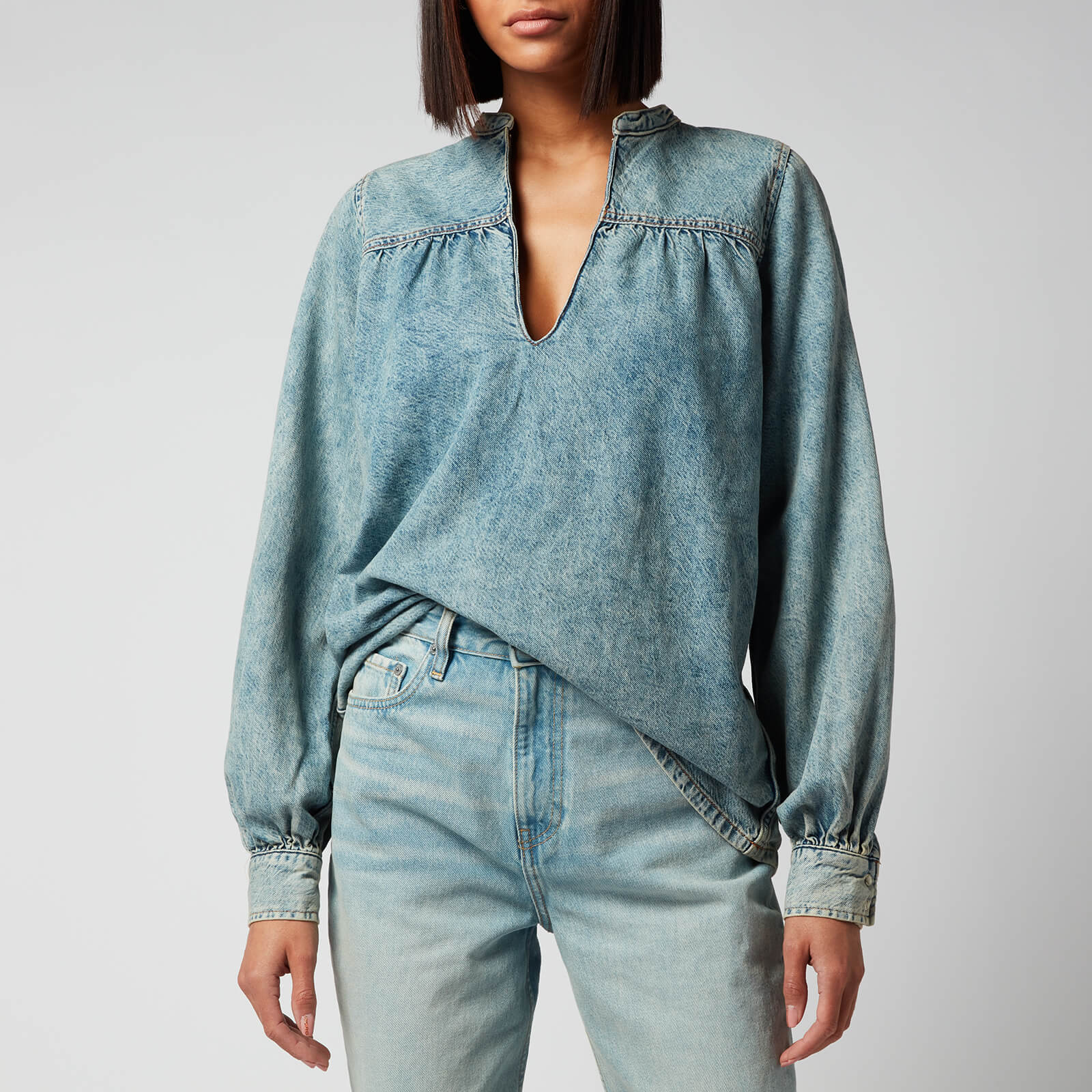 Ganni Women's Light Tint Denim Blouse - Tint Wash - EU 34/UK 6