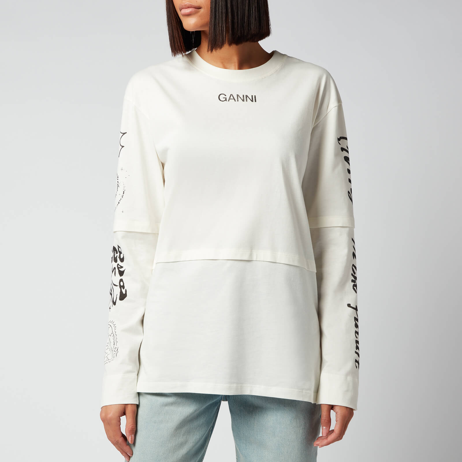 Ganni Women's Basic Jersey Long Sleeved Top - Egret - XS