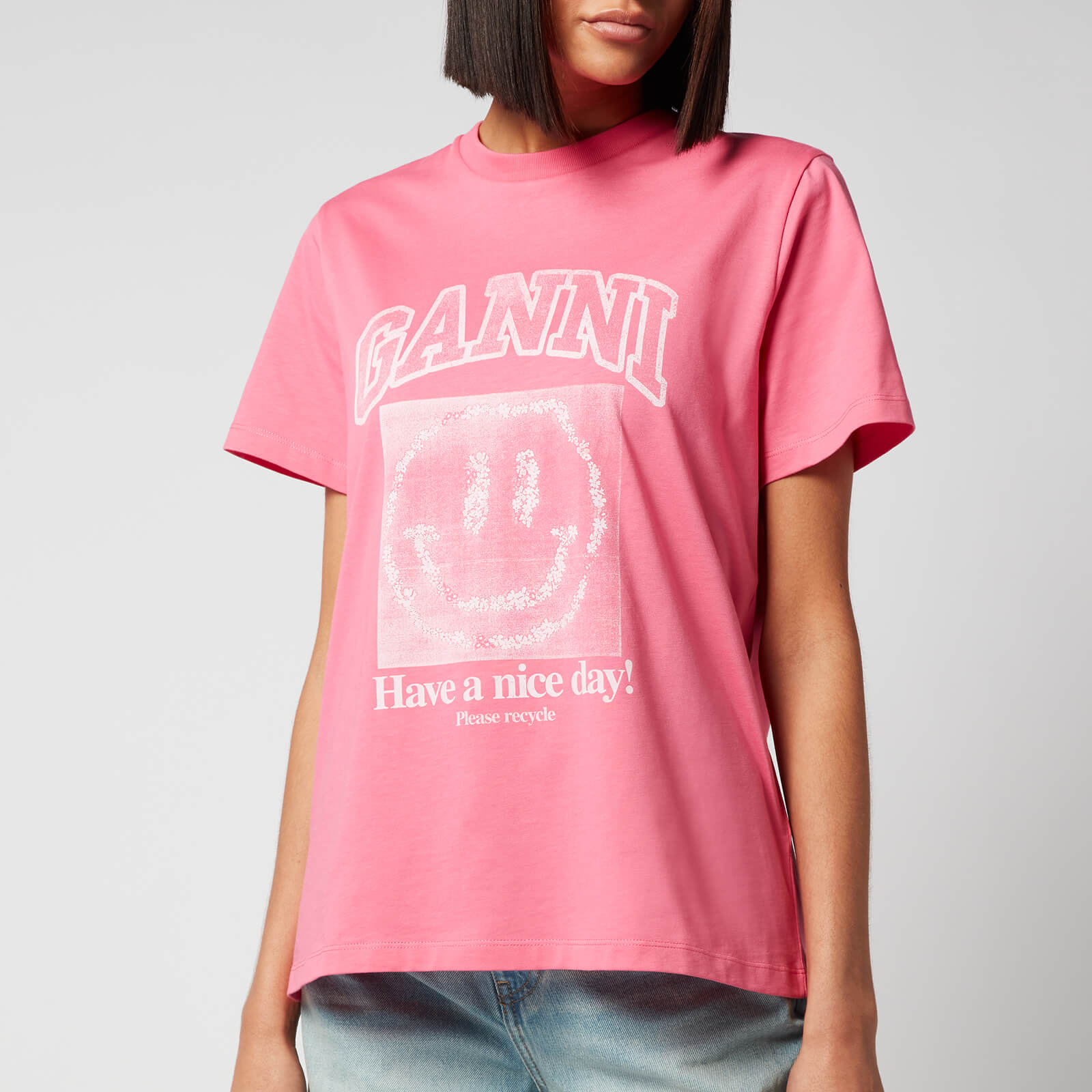 Ganni Women's Basic Jersey Logo T-Shirt - Carmine Rose - S