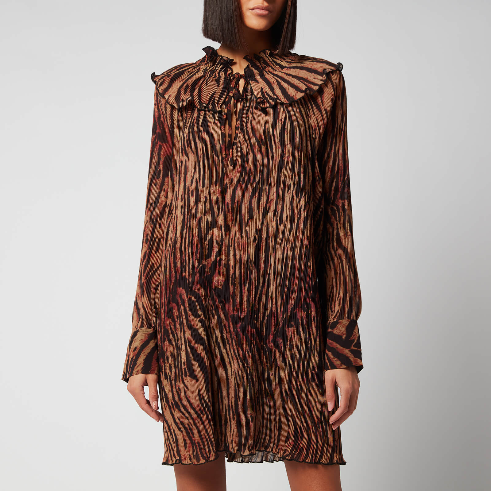 Ganni Women's Pleated Georgette Dress - Tigers Eye - EU 34/UK 6