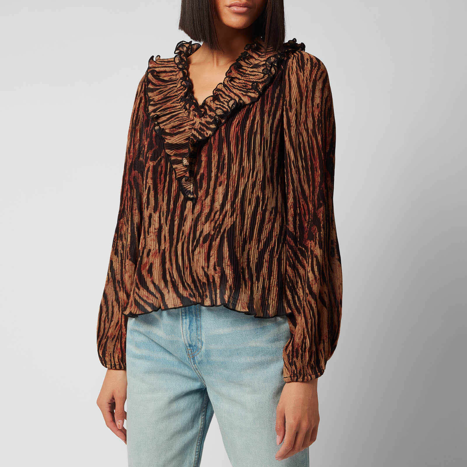 Ganni Women's Pleated Georgette Blouse - Tigers Eye - EU 34/UK 6