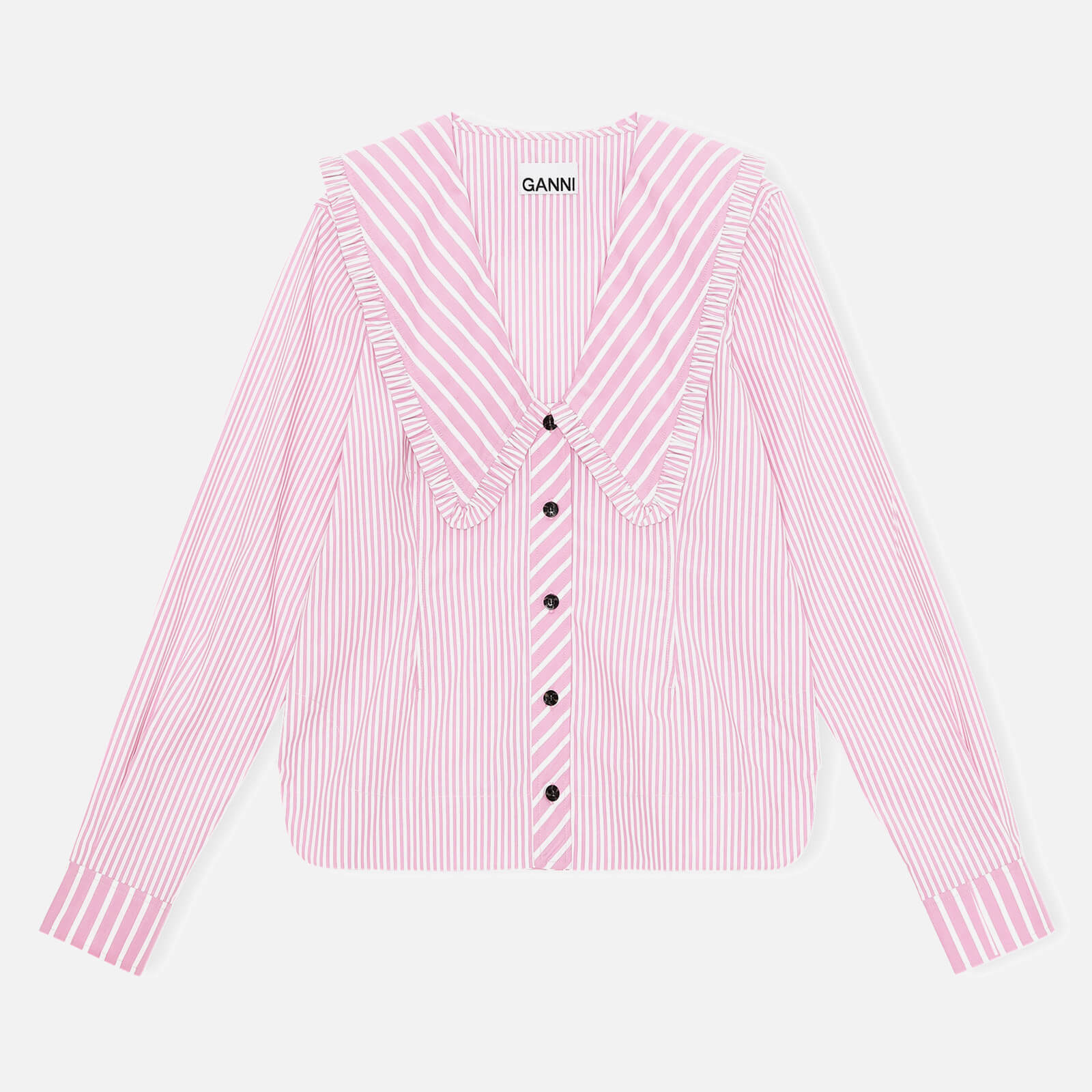 Ganni Women's Stripe Cotton Blouse - Moonlight Mauve - EU 36/UK 8