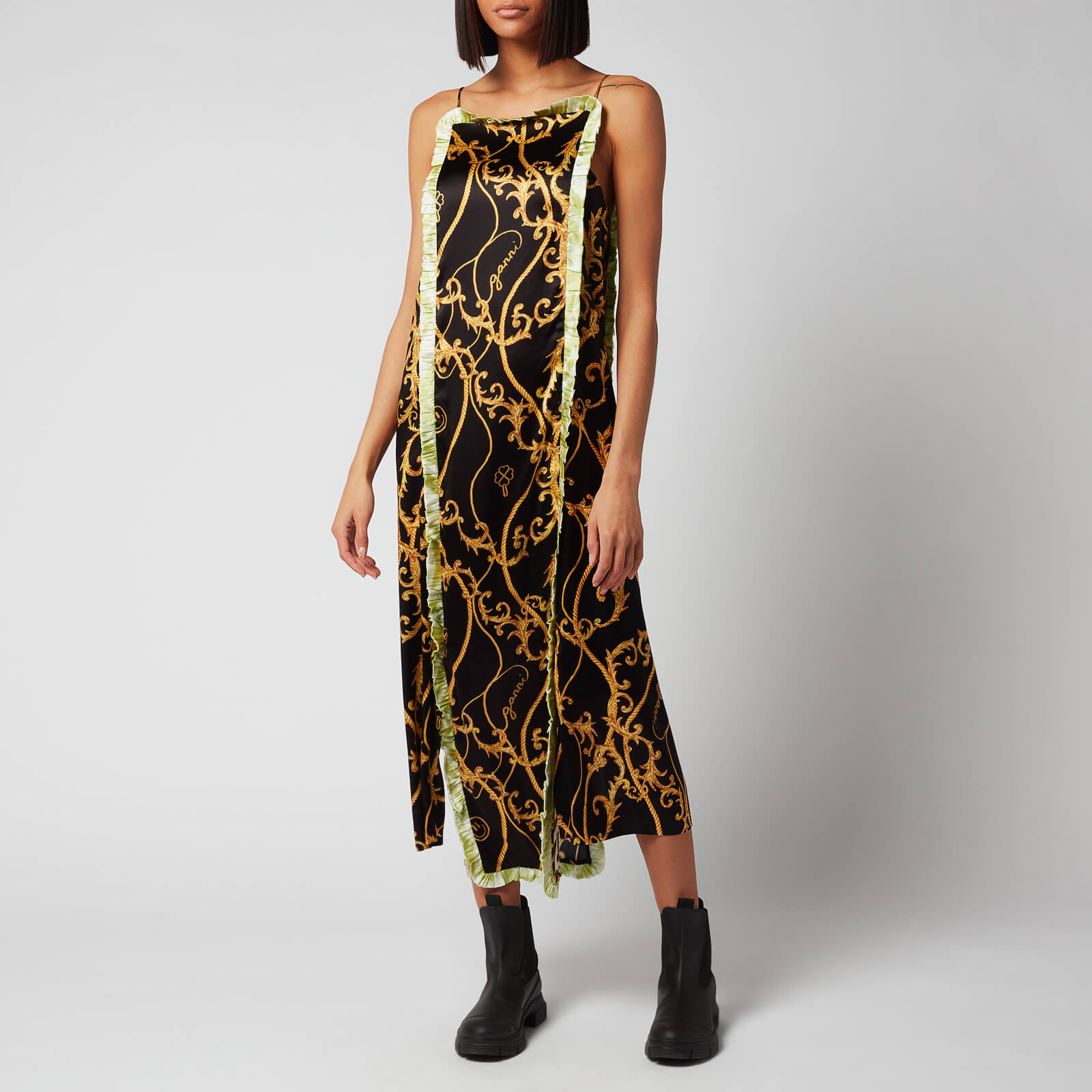 Ganni Women's Silk Stretch Satin Dress - Black - EU 34/UK 6