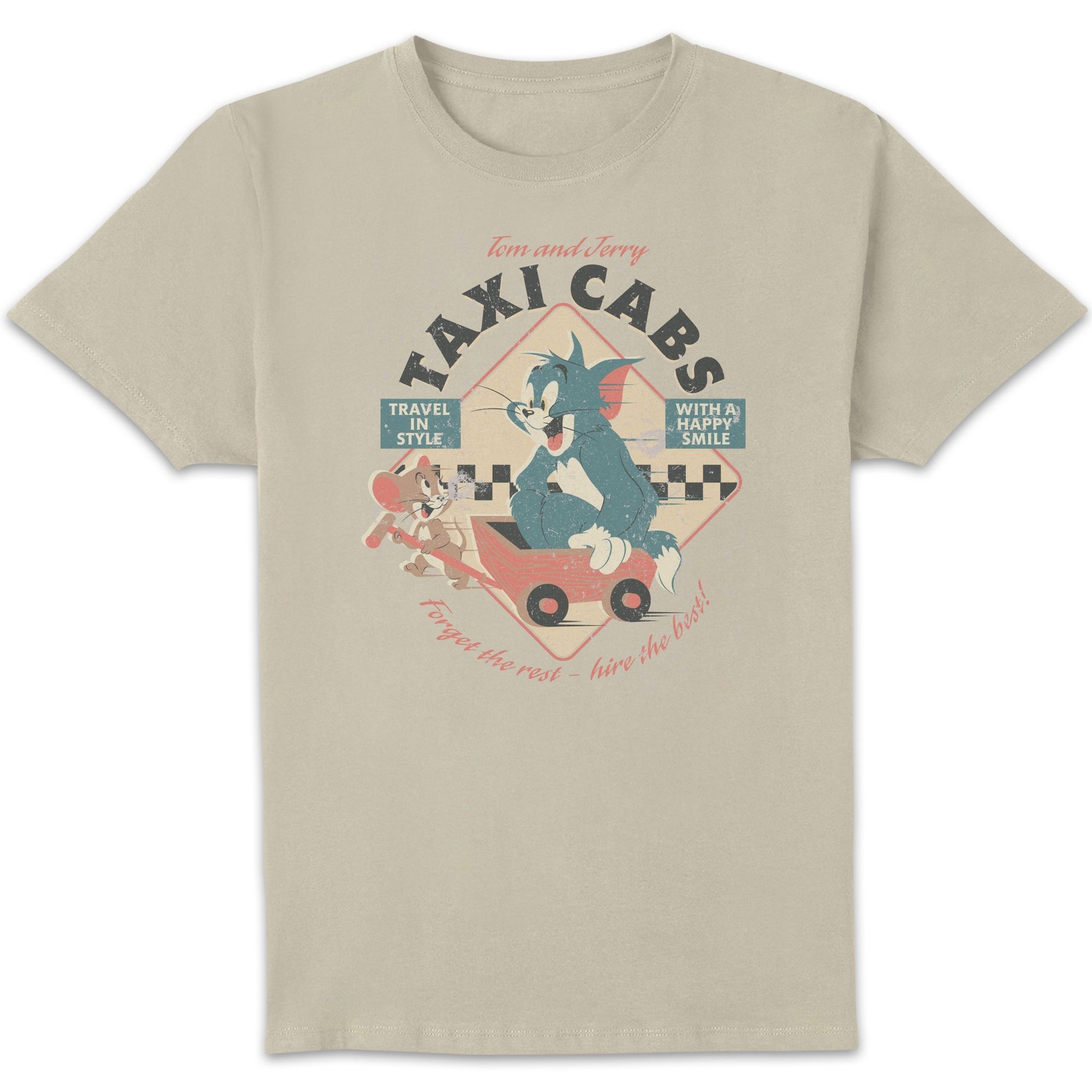 Tom & Jerry Taxi Cabs Unisex T-Shirt - Vintage Cream - S