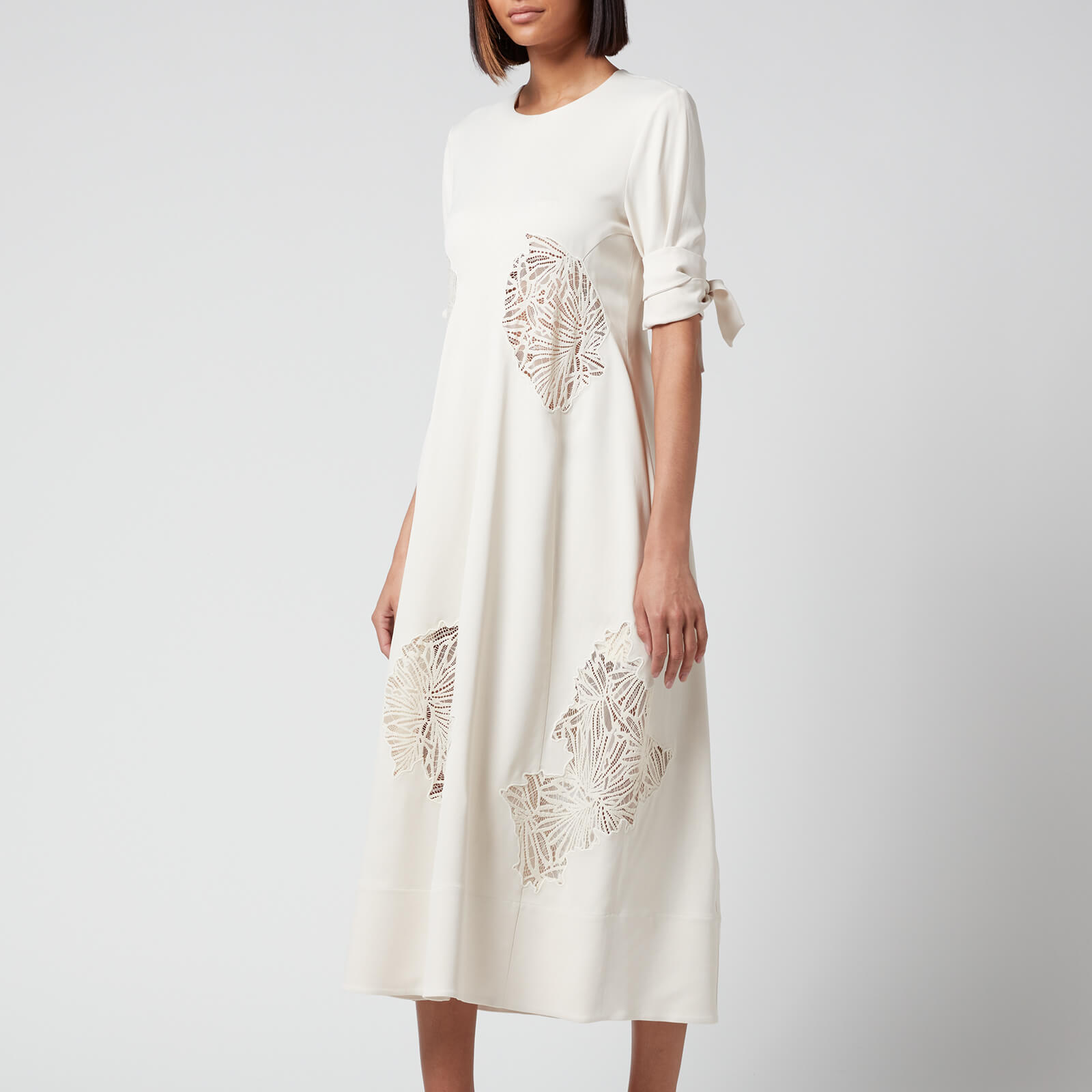 Proenza Schouler Women's Embroidered Matte Satin Dress - Ecru - US 6/UK 10
