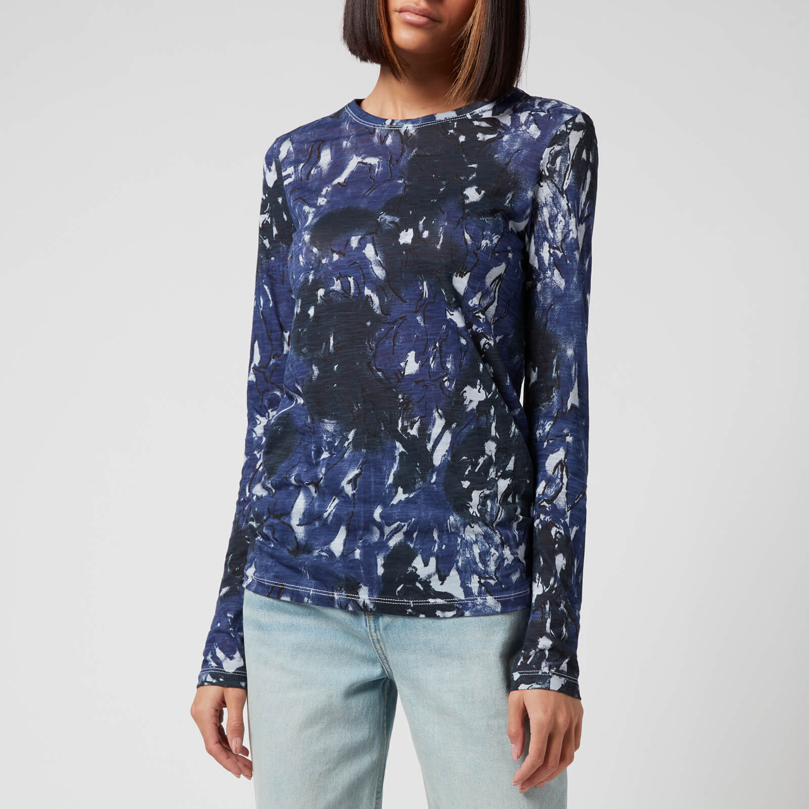 Proenza Schouler Women's Painted Floral Long Sleeve T-Shirt - Blue Multi - XS