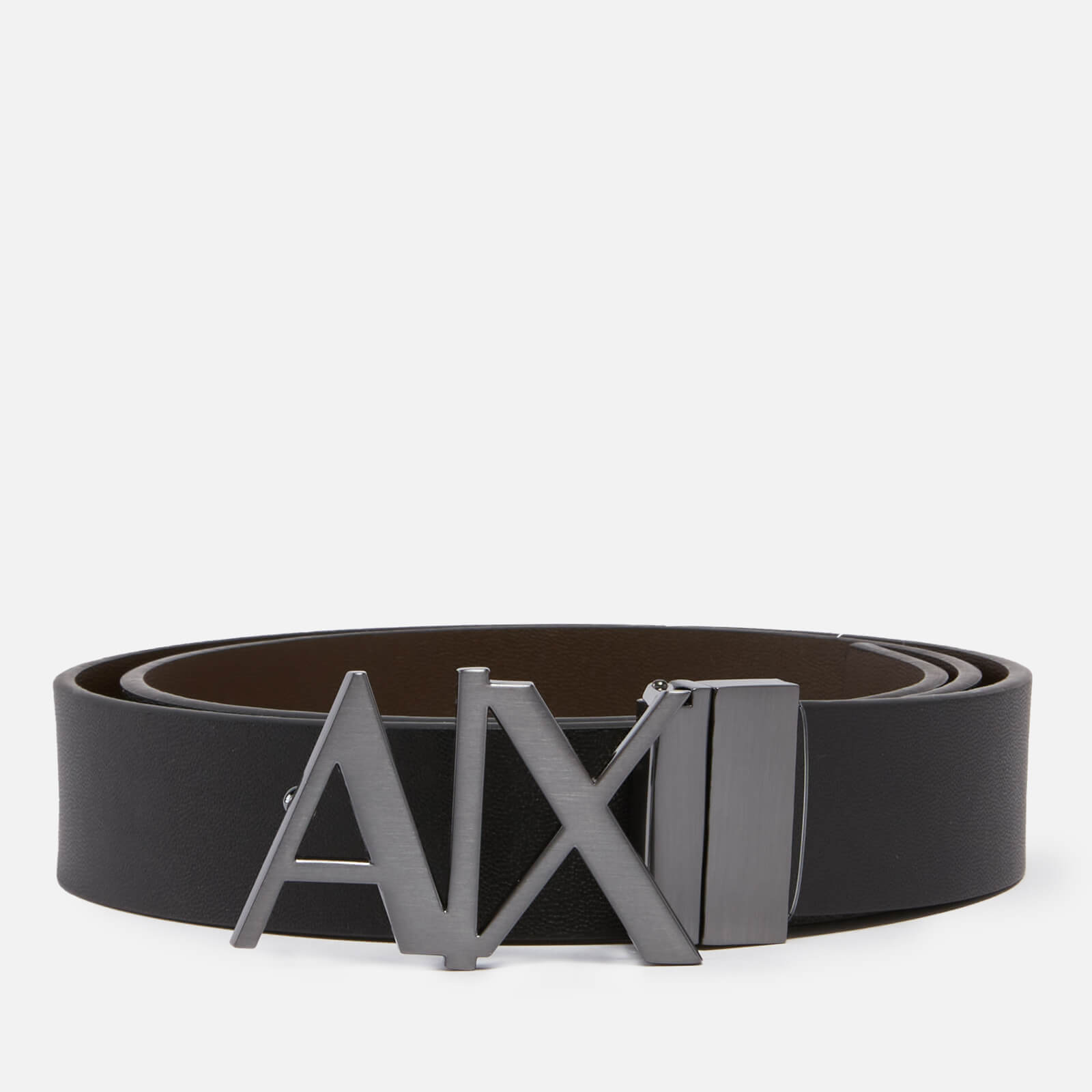 armani exchange men's ax buckle belt - black/dark brown - w36