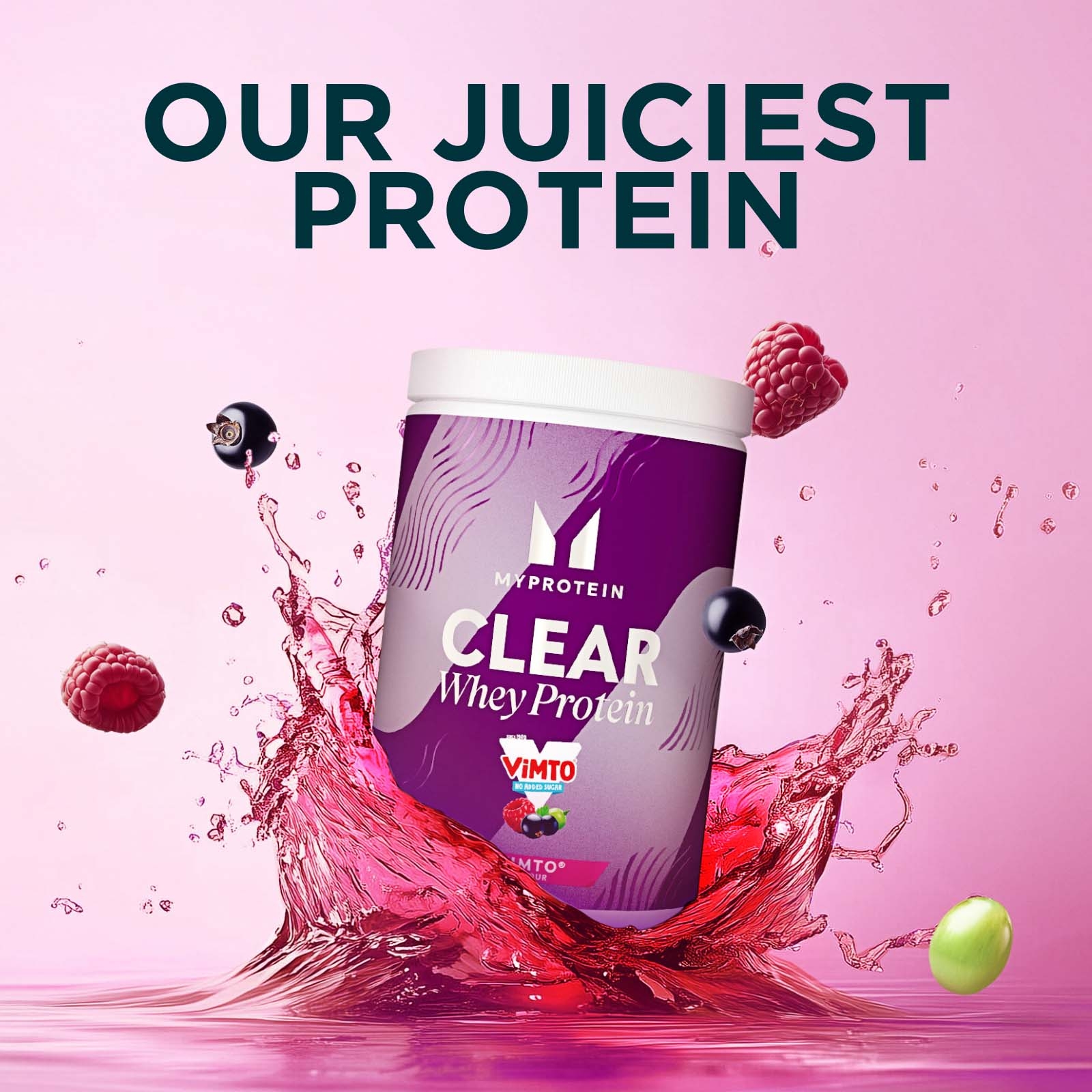 Myprotein Clear Whey Isolate Protein Powder - Vimto - 500G - 20 Servings - Cool And Refreshing Whey Protein Shake Alternative - 20G Protein And 4G Bcaa Per Serving