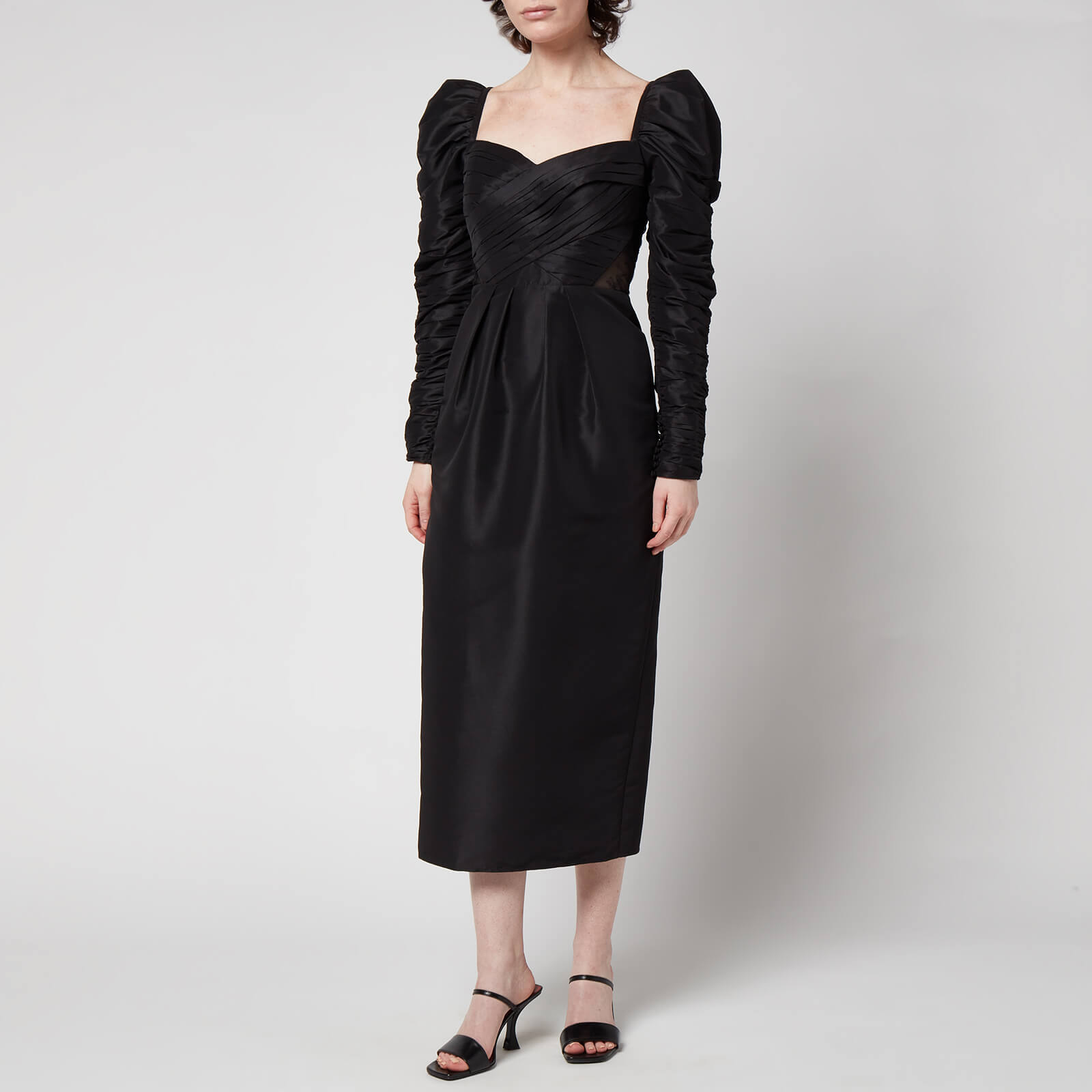Self-Portrait Women's Taffeta Midi Dress - Black - UK 6