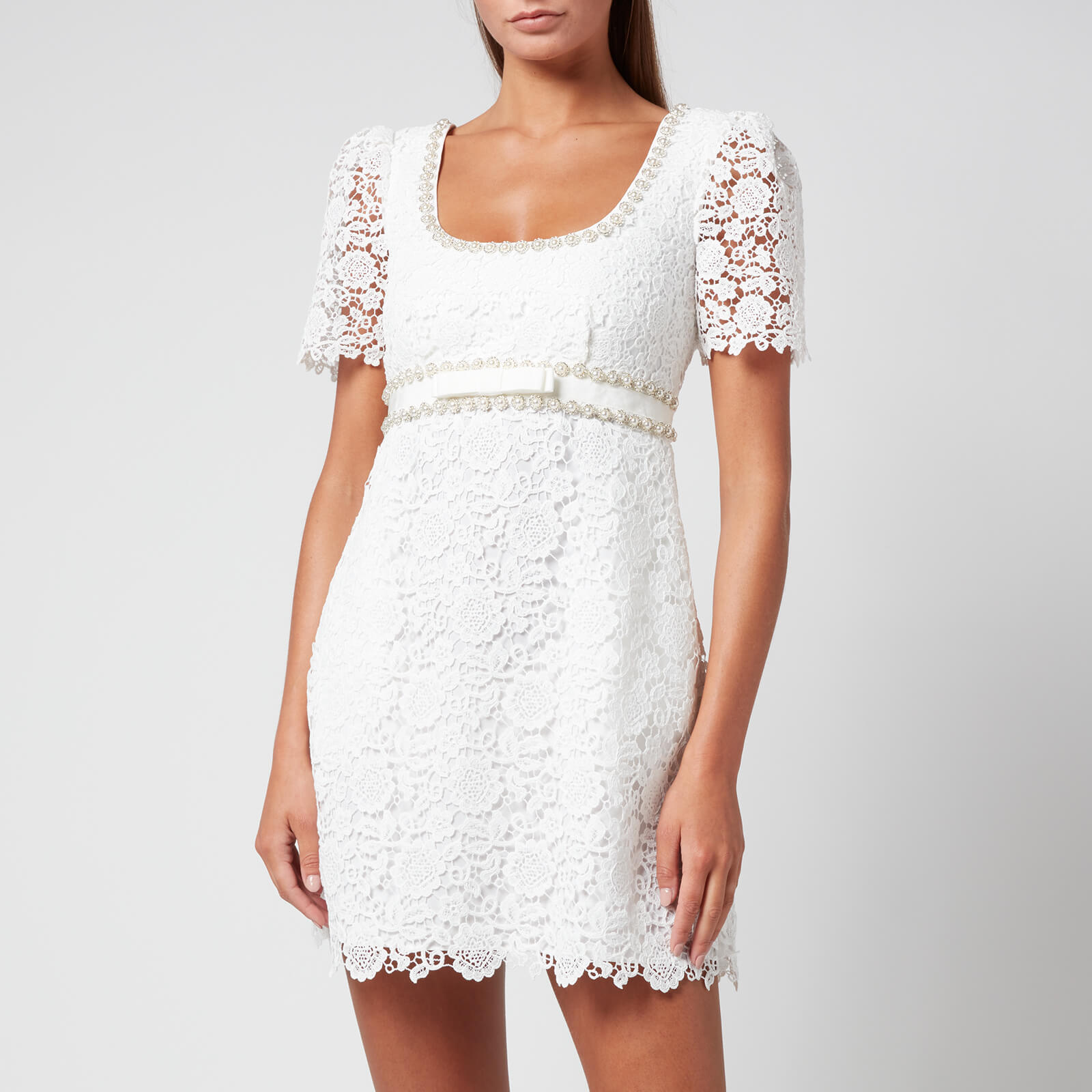 Self-Portrait Women's Guipure Mini Dress - White - UK 6