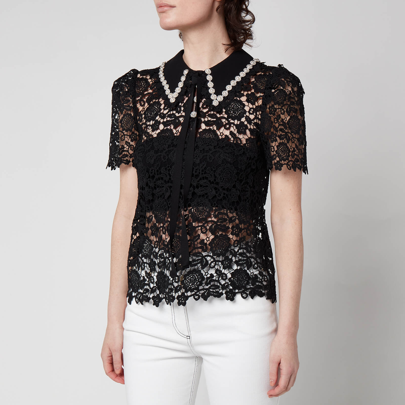Self-Portrait Women's Guipure Lace Top - Black - UK 6