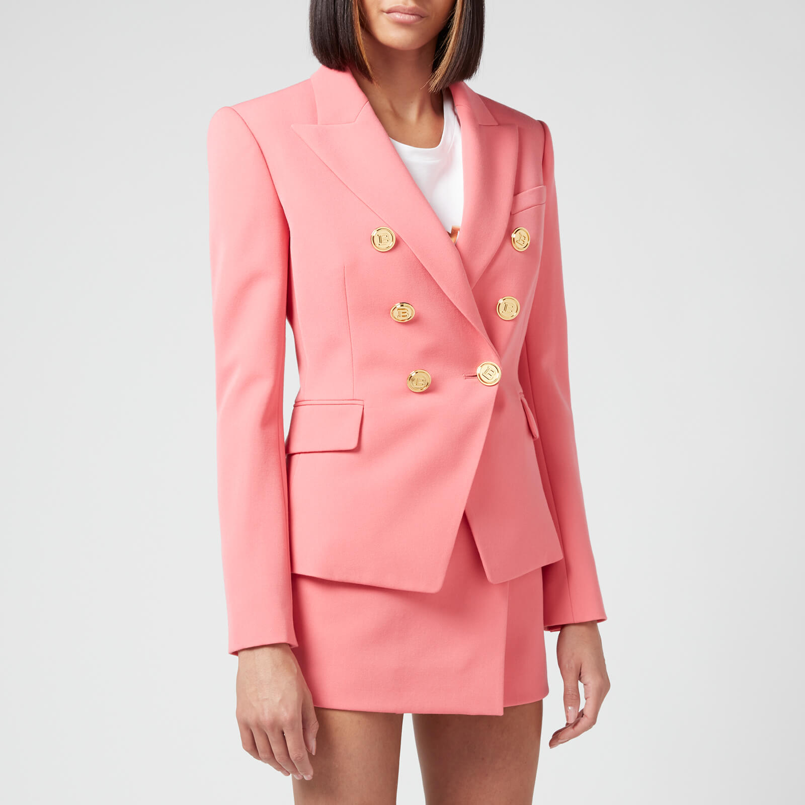 Balmain Women's 6 Button Grain De Poudre - Pink - FR34/UK6